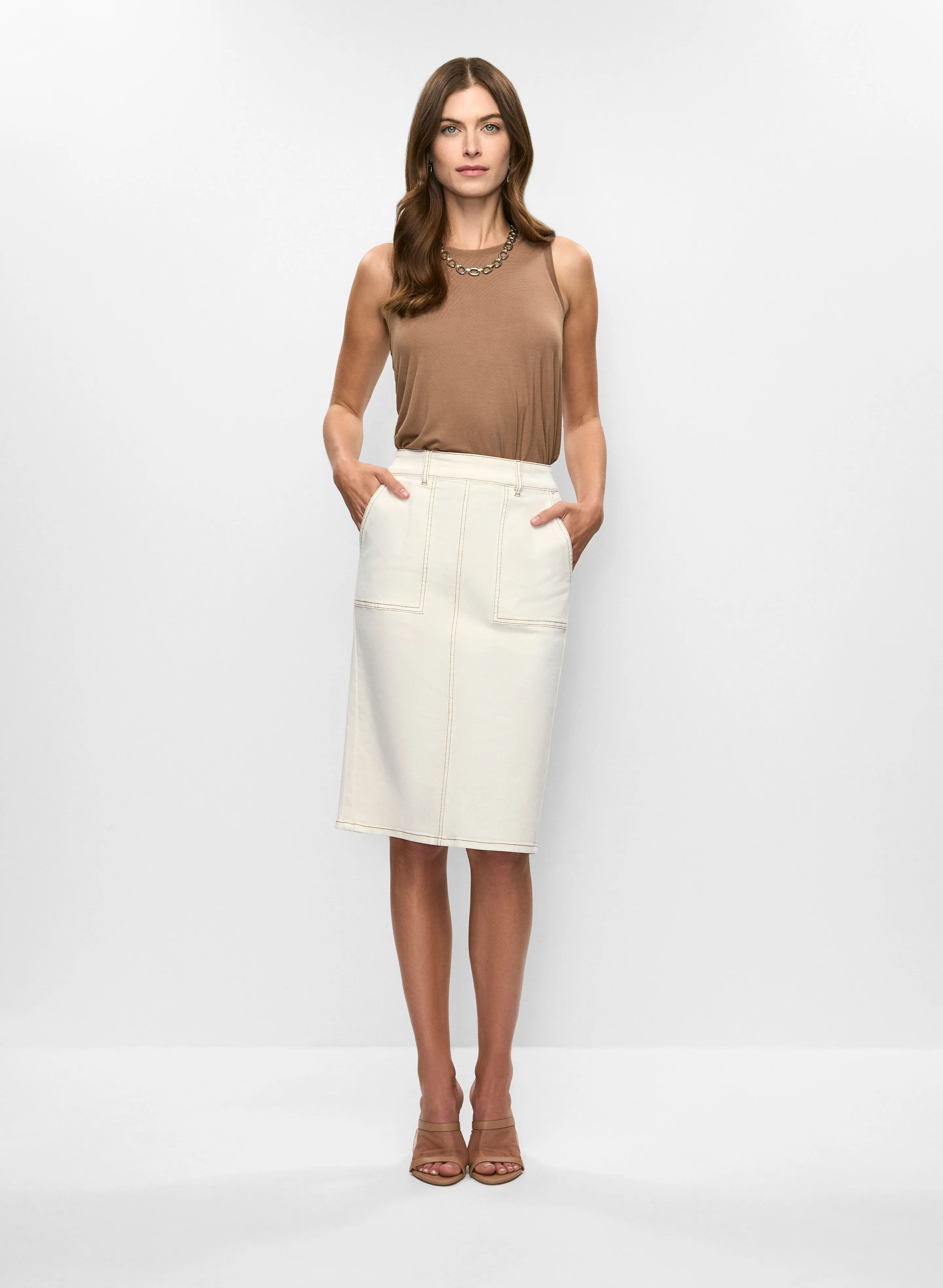 Tie Hem Tank Top & Denim Pencil Skirt sold by Melanie Lyne