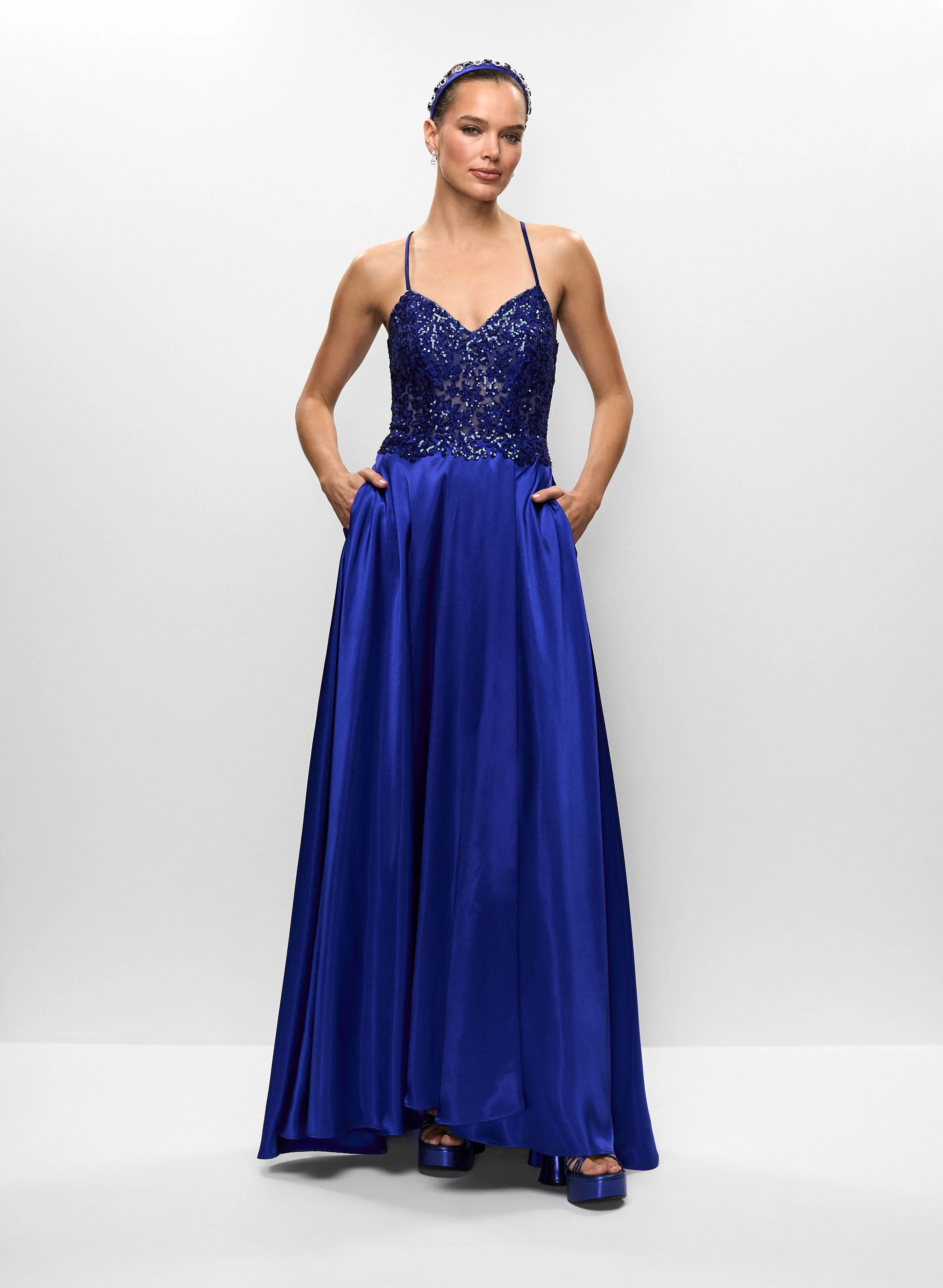 Satin Gown & Headband sold by Melanie Lyne