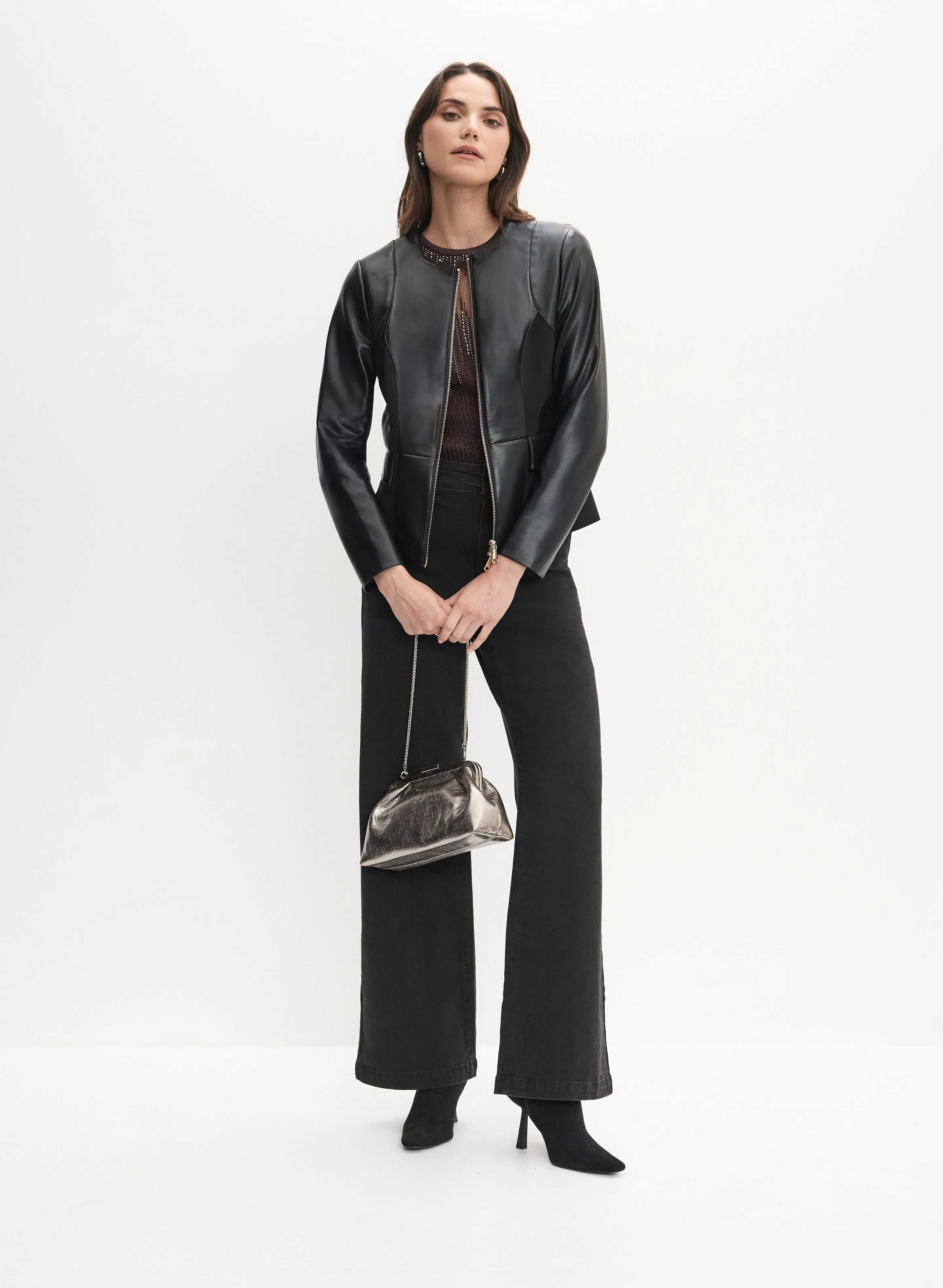 Zip-Front Vegan Leather Jacket sold by Melanie Lyne product image thumbnail 3