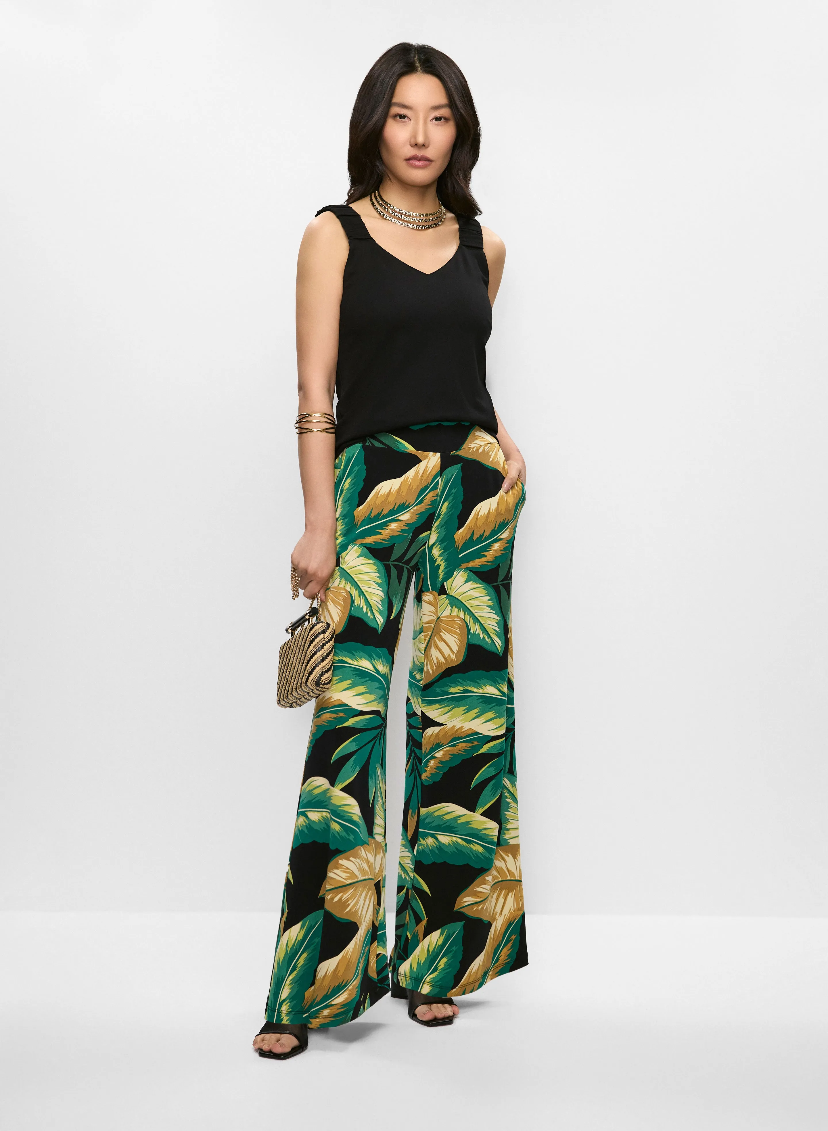 Ruched Strap Top & Leaf Print Pants sold by Melanie Lyne