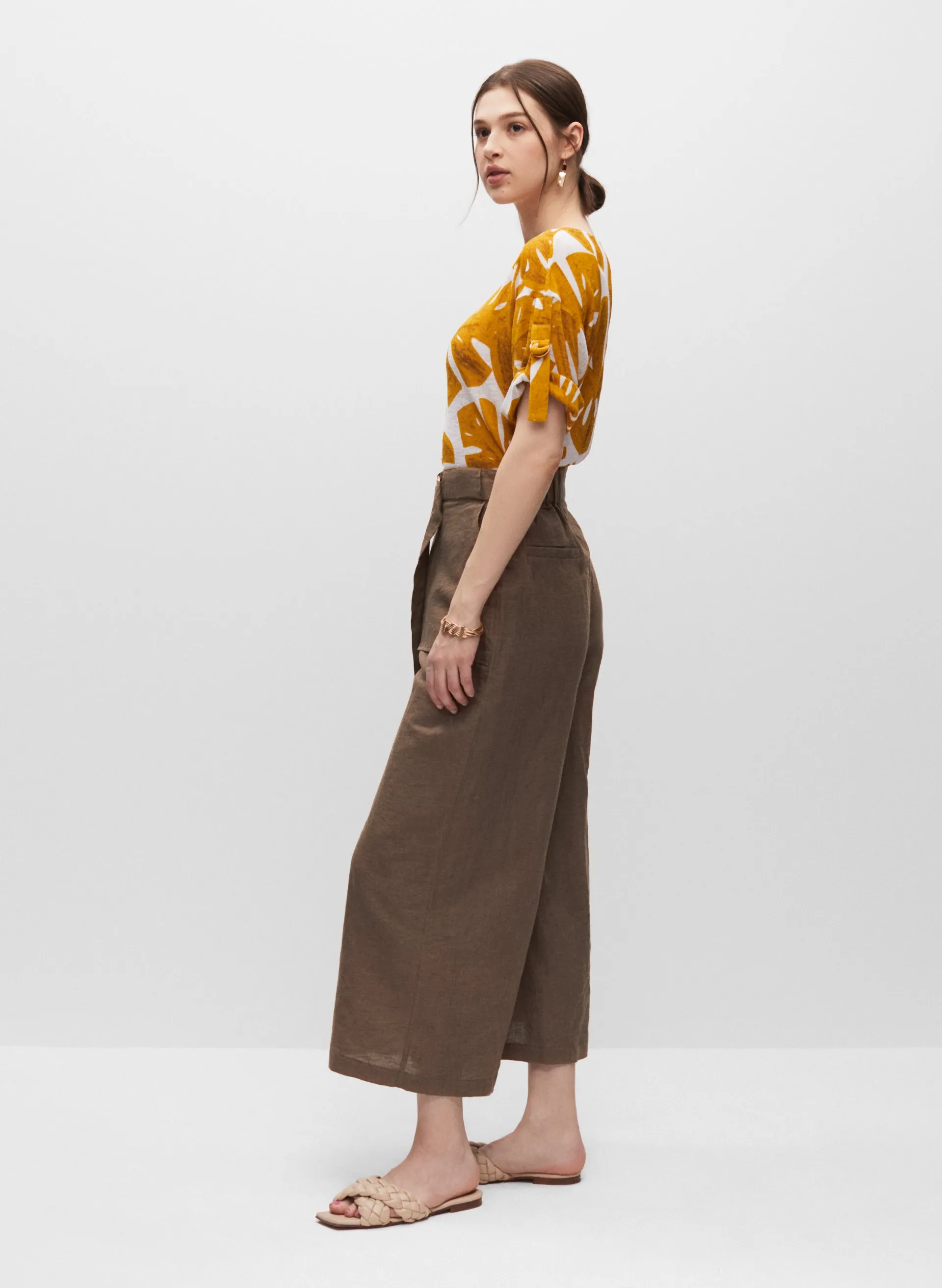 Wide Leg Linen Culotte Pants sold by Melanie Lyne product image thumbnail 4