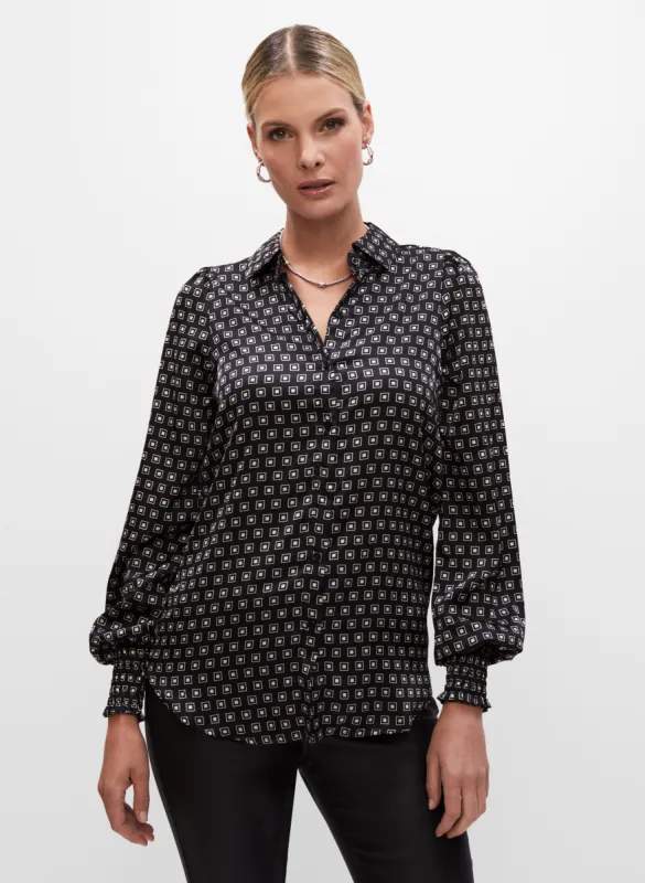 Geometric Print Satin Blouse sold by Melanie Lyne