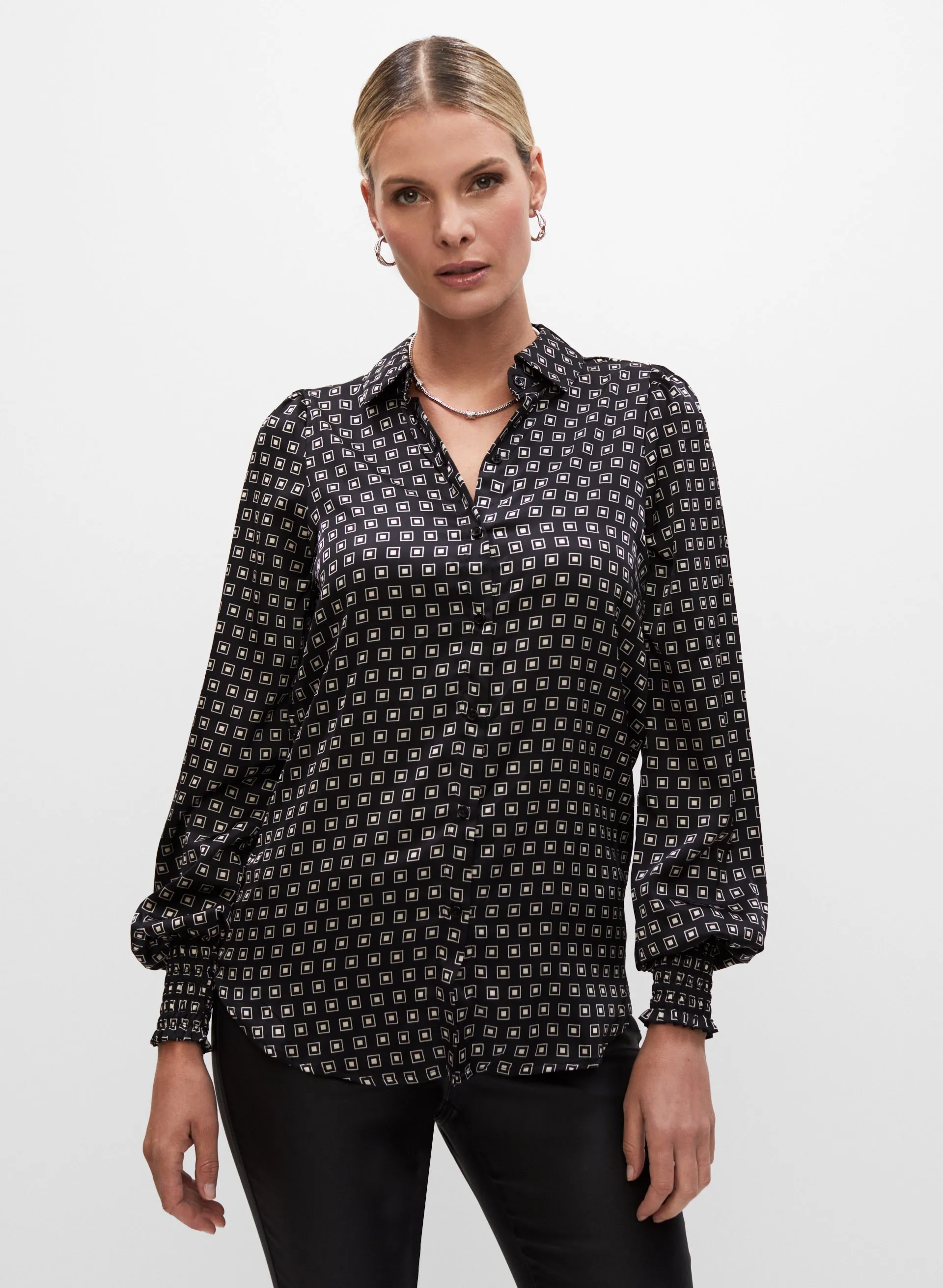 Geometric Print Satin Blouse sold by Melanie Lyne