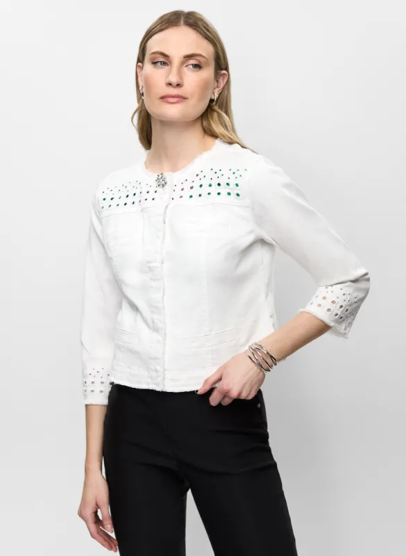 Eyelet Trim Denim Jacket sold by Melanie Lyne