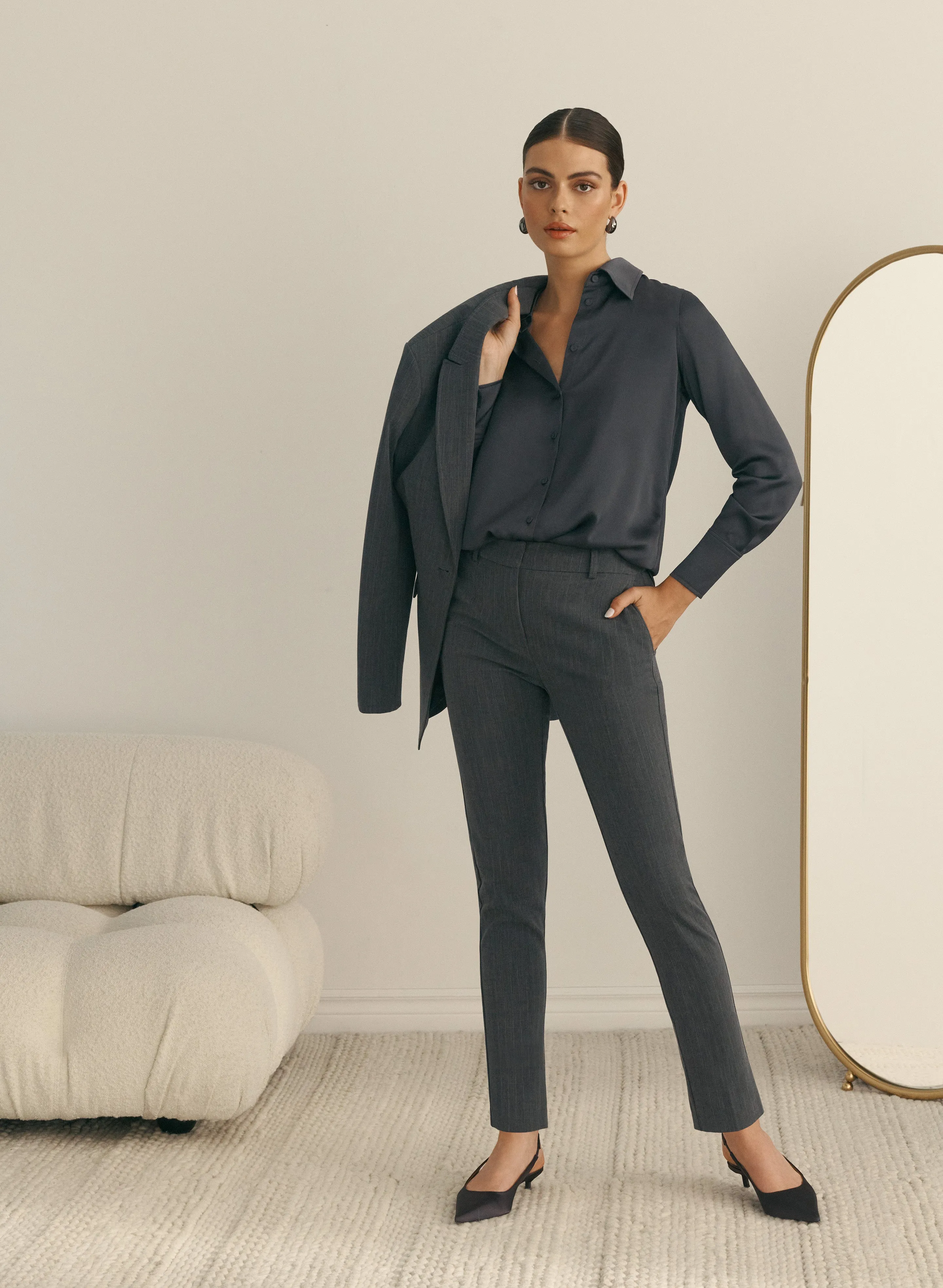 Button-Front Satin Blouse sold by Melanie Lyne product image thumbnail 4