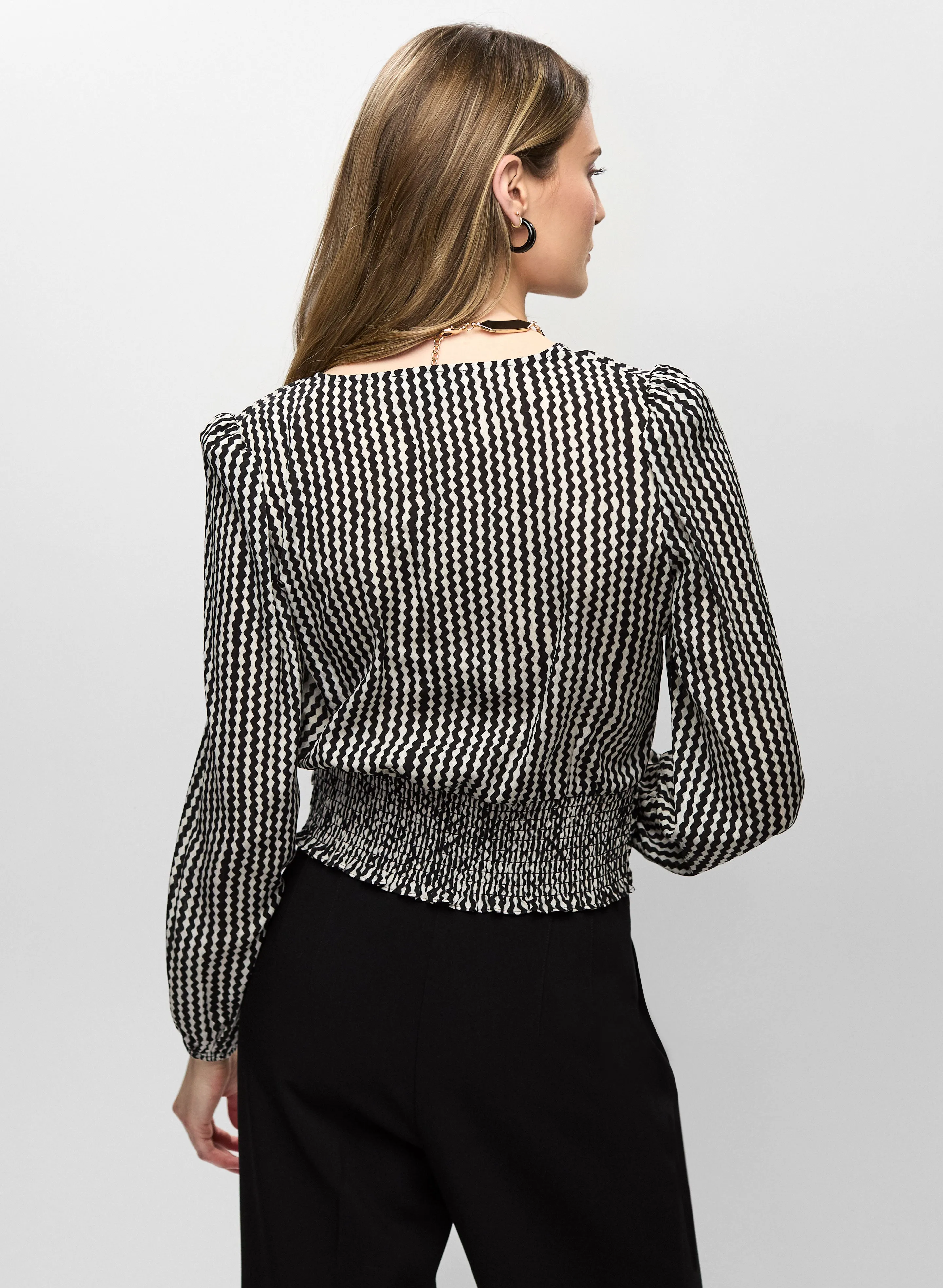 Wavy Pattern Balloon Sleeve Blouse sold by Melanie Lyne product image thumbnail 4