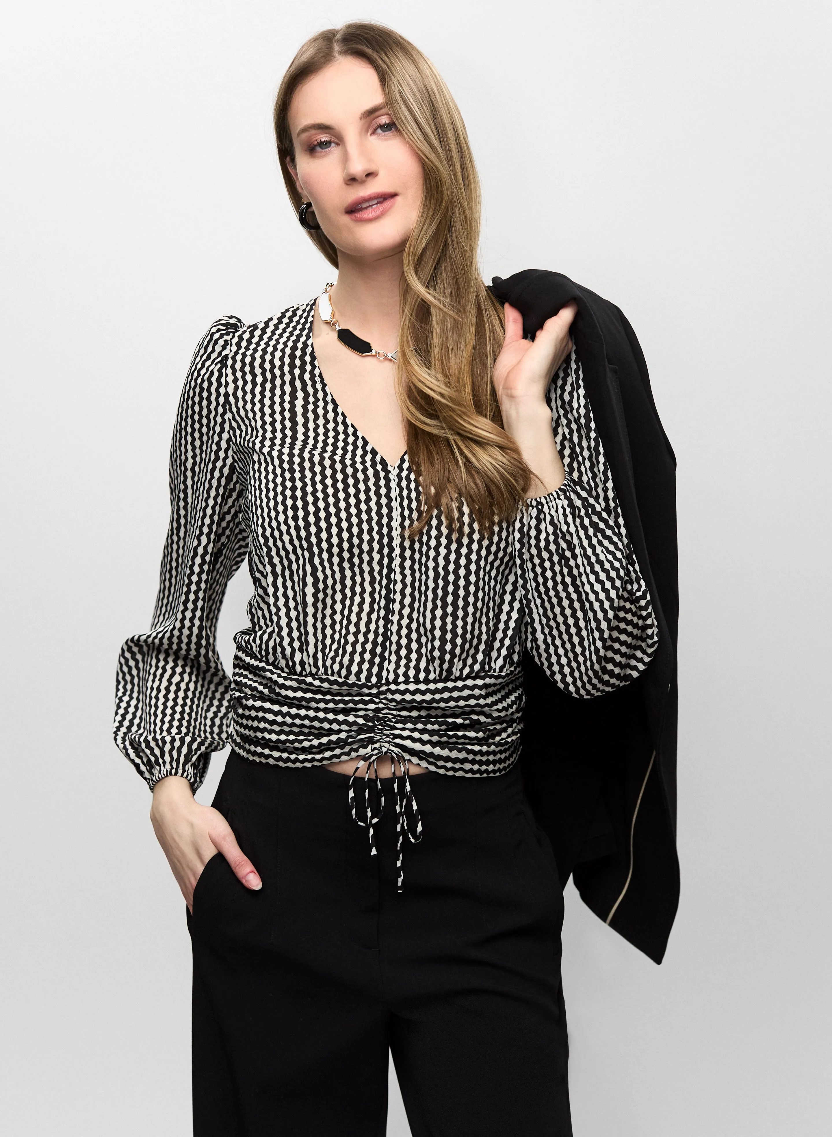 Wavy Pattern Balloon Sleeve Blouse sold by Melanie Lyne product image thumbnail 5