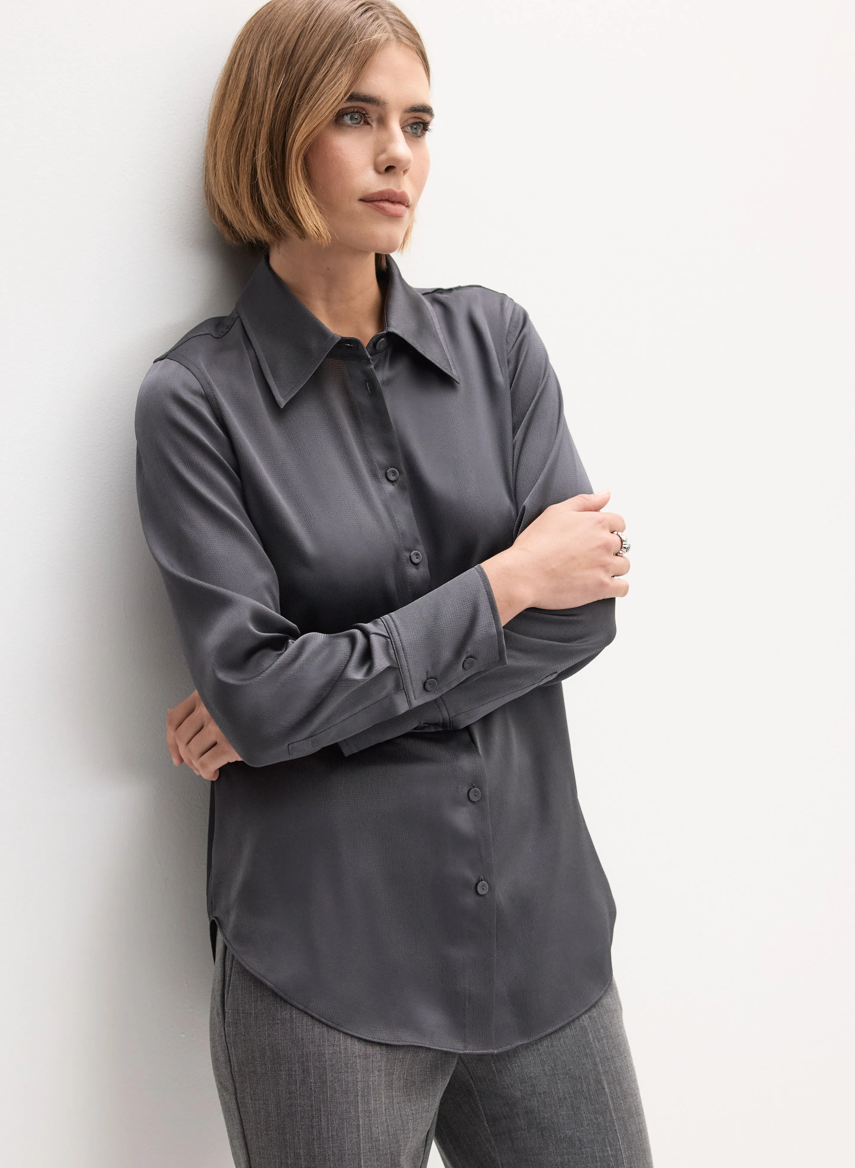 Button-Front Satin Blouse sold by Melanie Lyne product image thumbnail 2