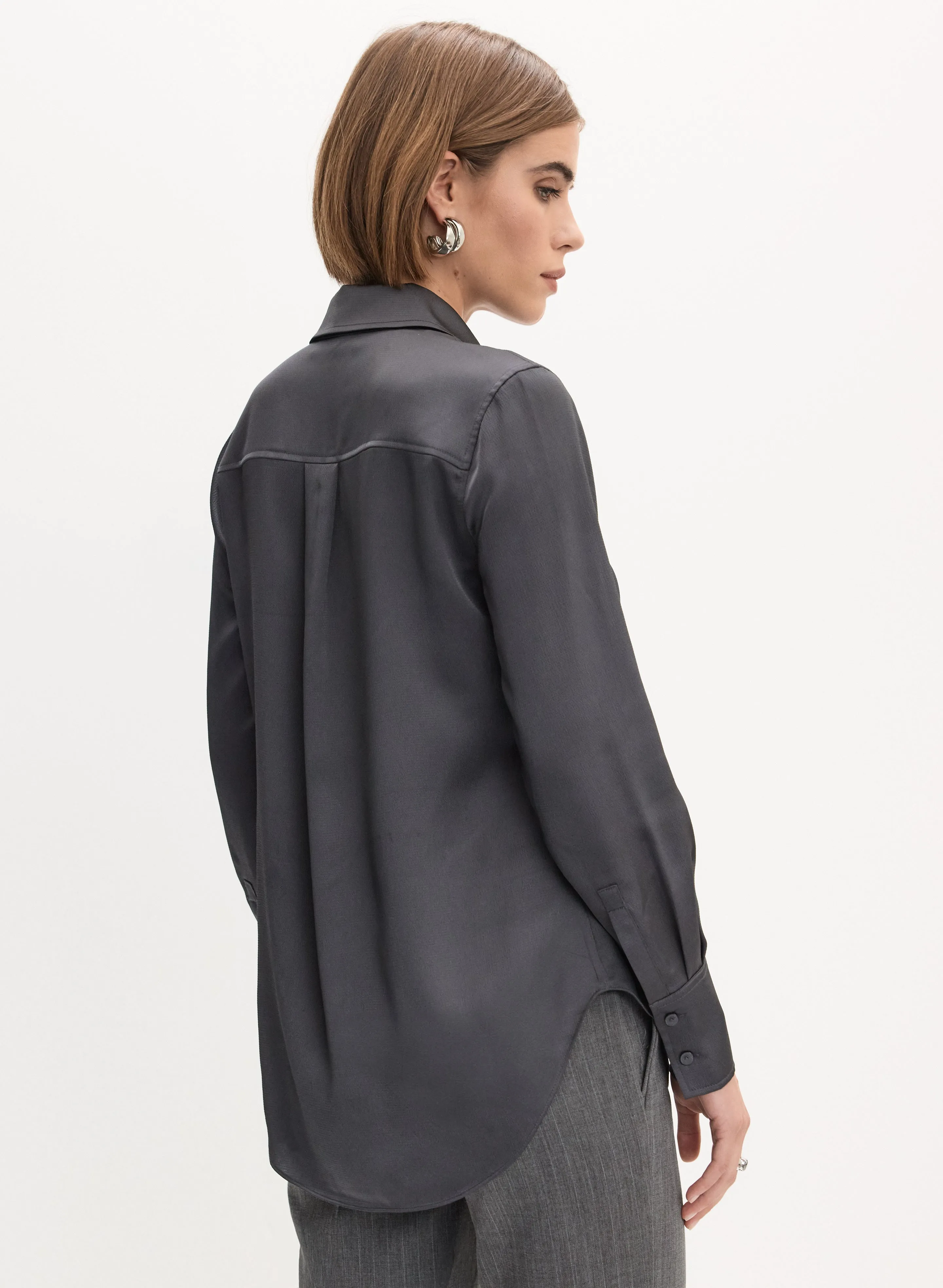 Button-Front Satin Blouse sold by Melanie Lyne product image thumbnail 3