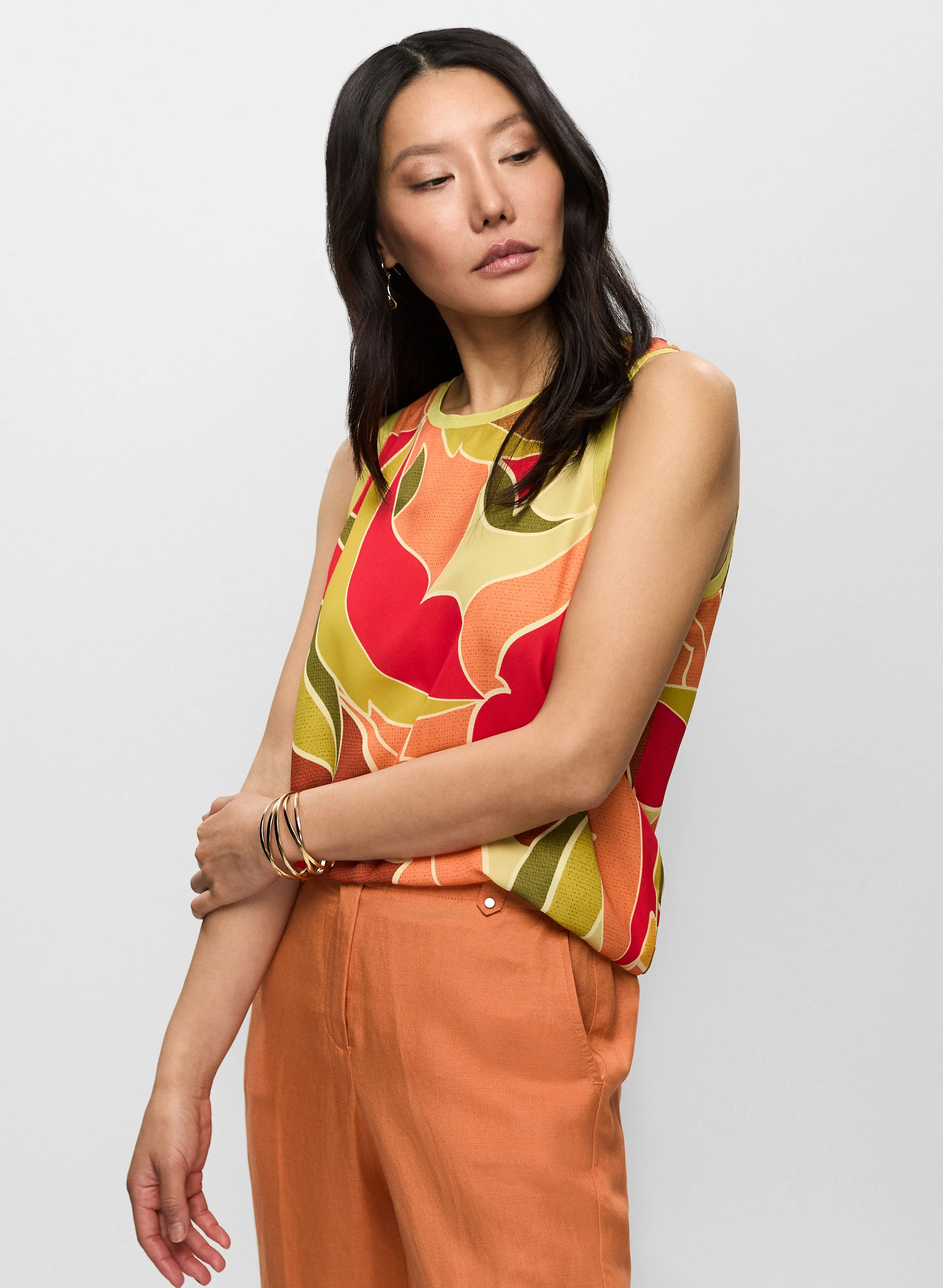 Sleeveless Abstract Leaf Print Blouse sold by Melanie Lyne