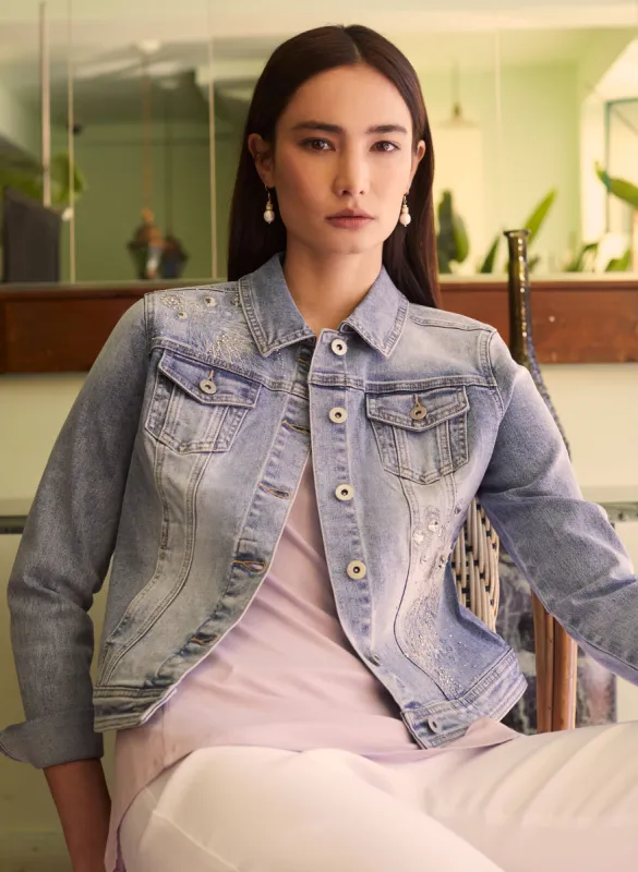 Floral Embroidered Denim Jacket sold by Melanie Lyne