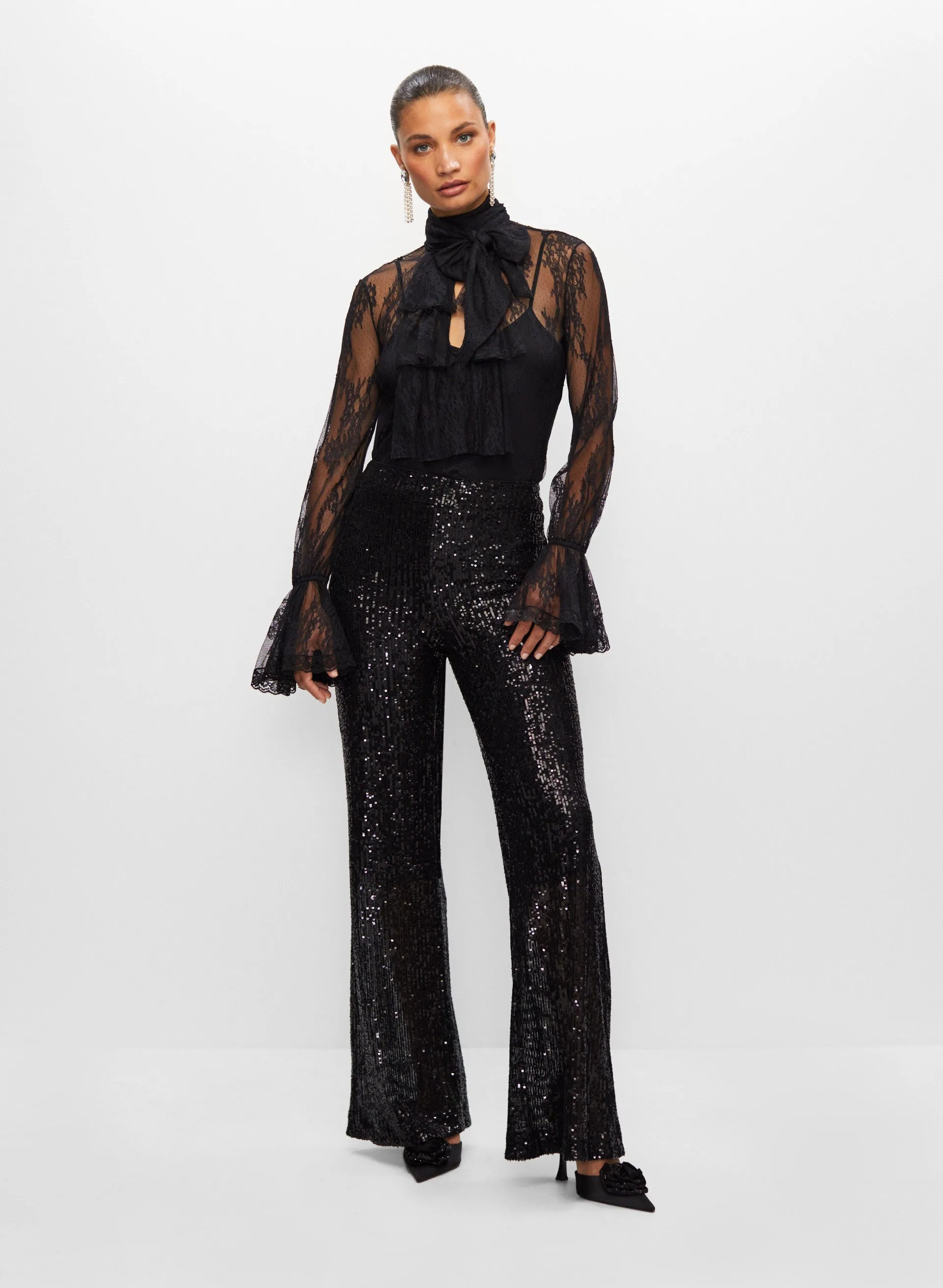 Tie Neck Blouse & Sequin Pants sold by Melanie Lyne