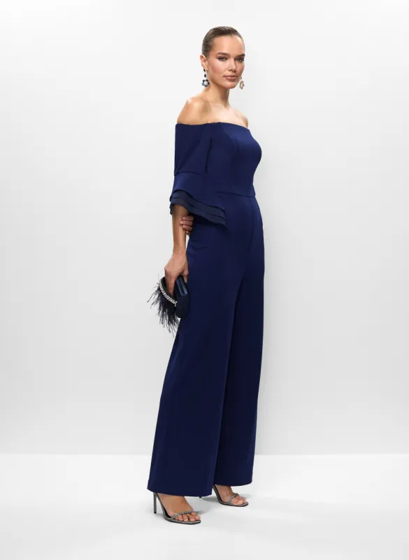 Bardot Neckline Jumpsuit & Dangle Earrings sold by Melanie Lyne