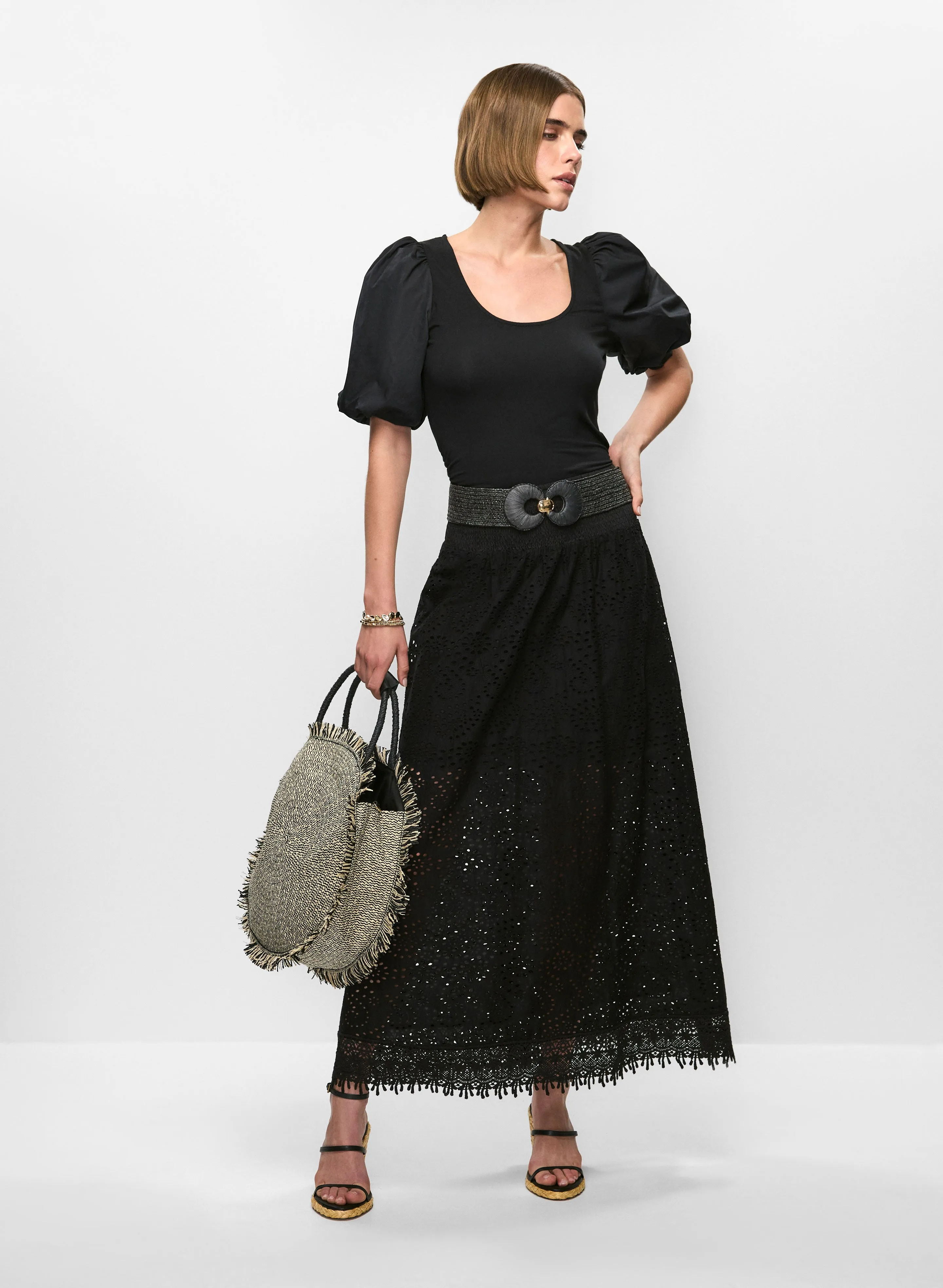 Tiered Eyelet Maxi Skirt sold by Melanie Lyne product image thumbnail 3