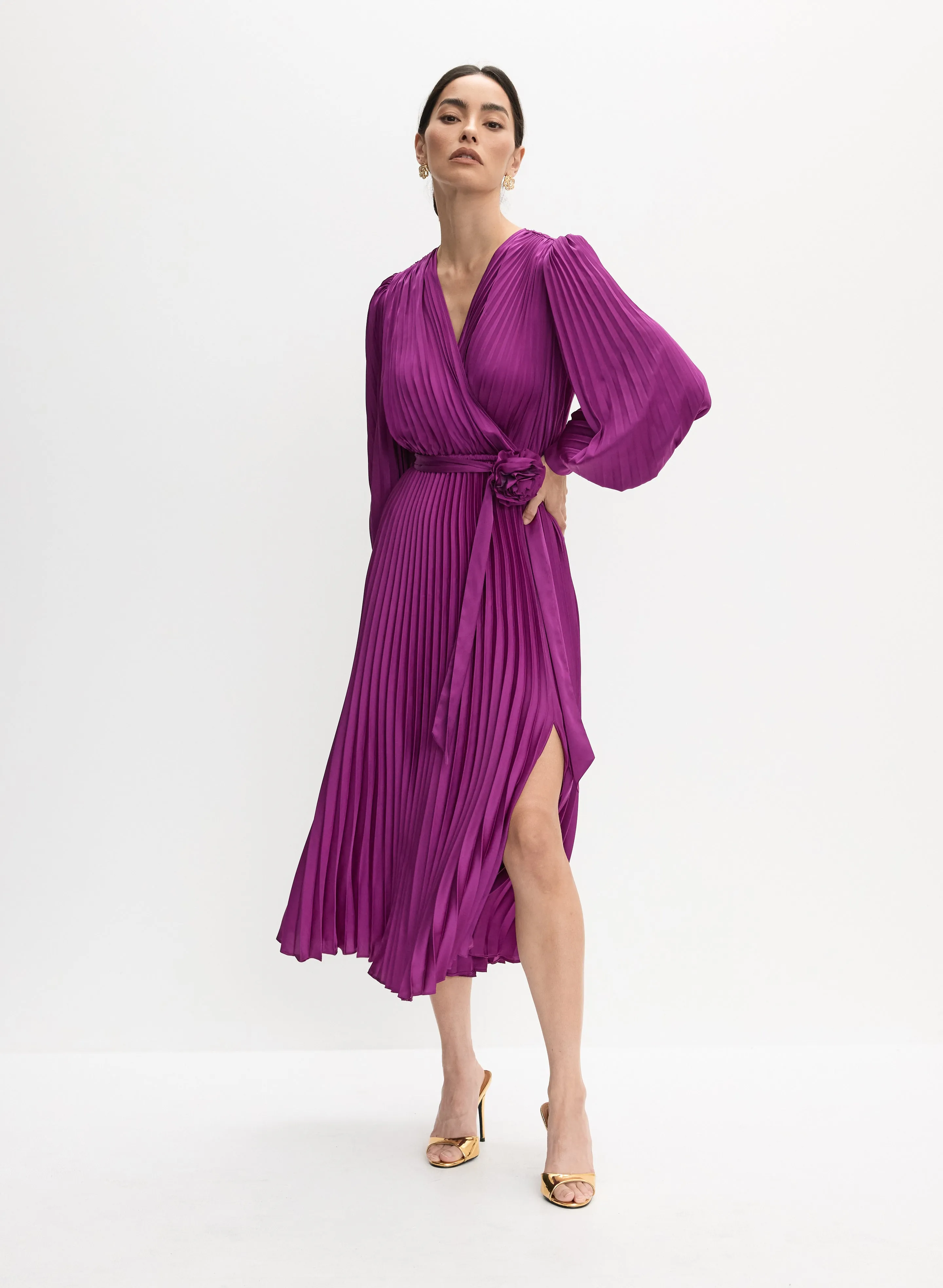 Joseph Ribkoff - Rosette Detail Satin Dress sold by Melanie Lyne