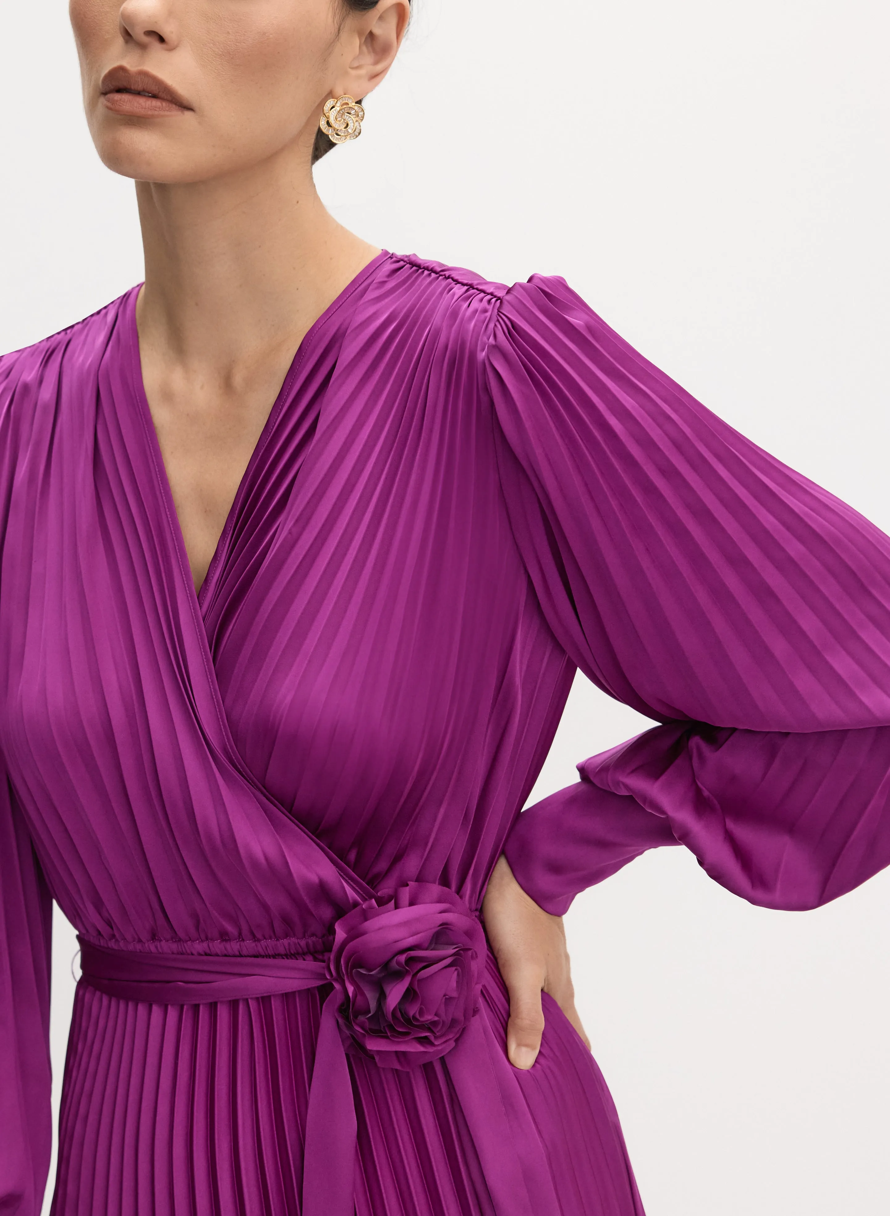 Joseph Ribkoff - Rosette Detail Satin Dress sold by Melanie Lyne product image thumbnail 2