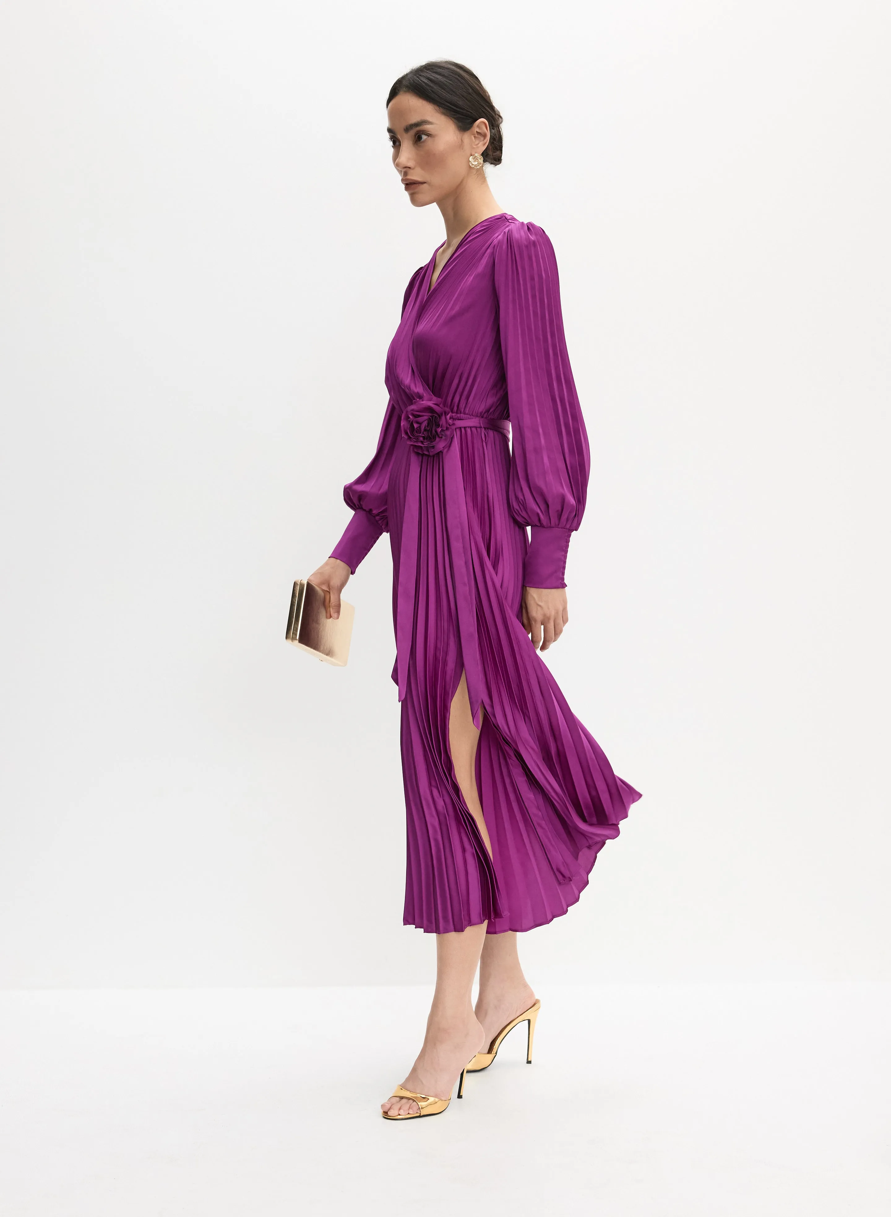 Joseph Ribkoff - Rosette Detail Satin Dress sold by Melanie Lyne product image thumbnail 3