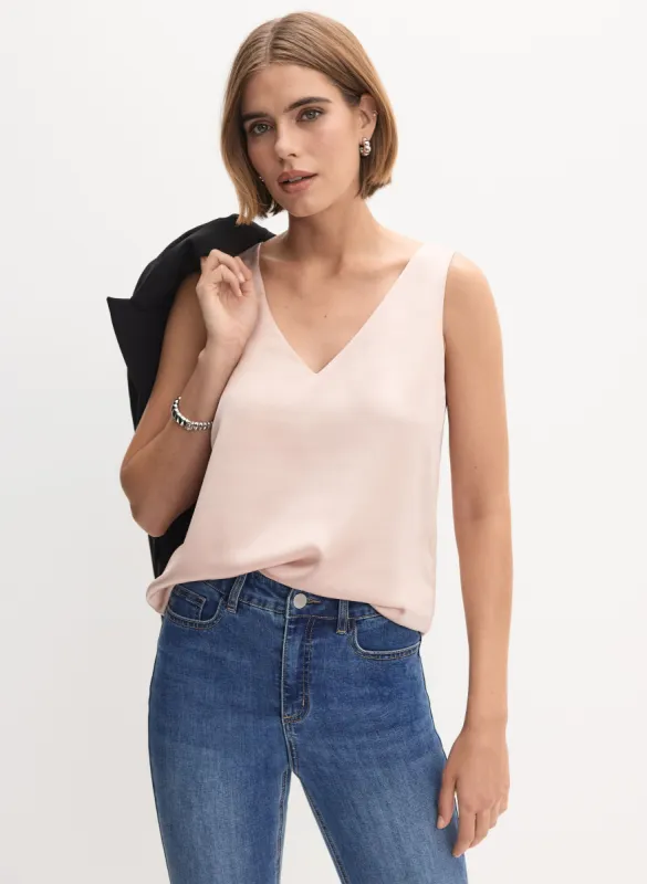 Essential V-Neck Satin Tank Top sold by Melanie Lyne