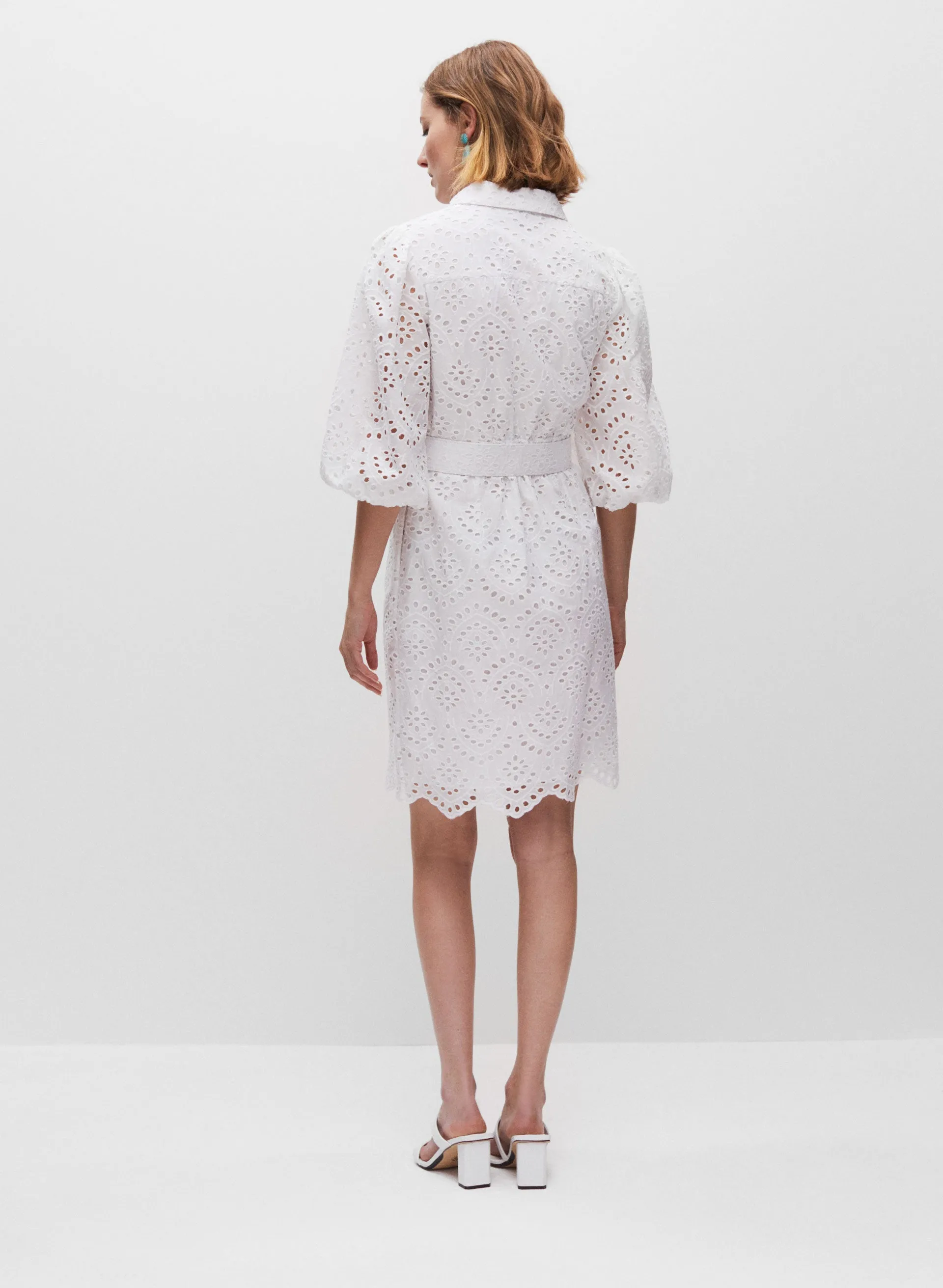 Cotton Eyelet Detail Shirt Dress sold by Melanie Lyne product image thumbnail 3