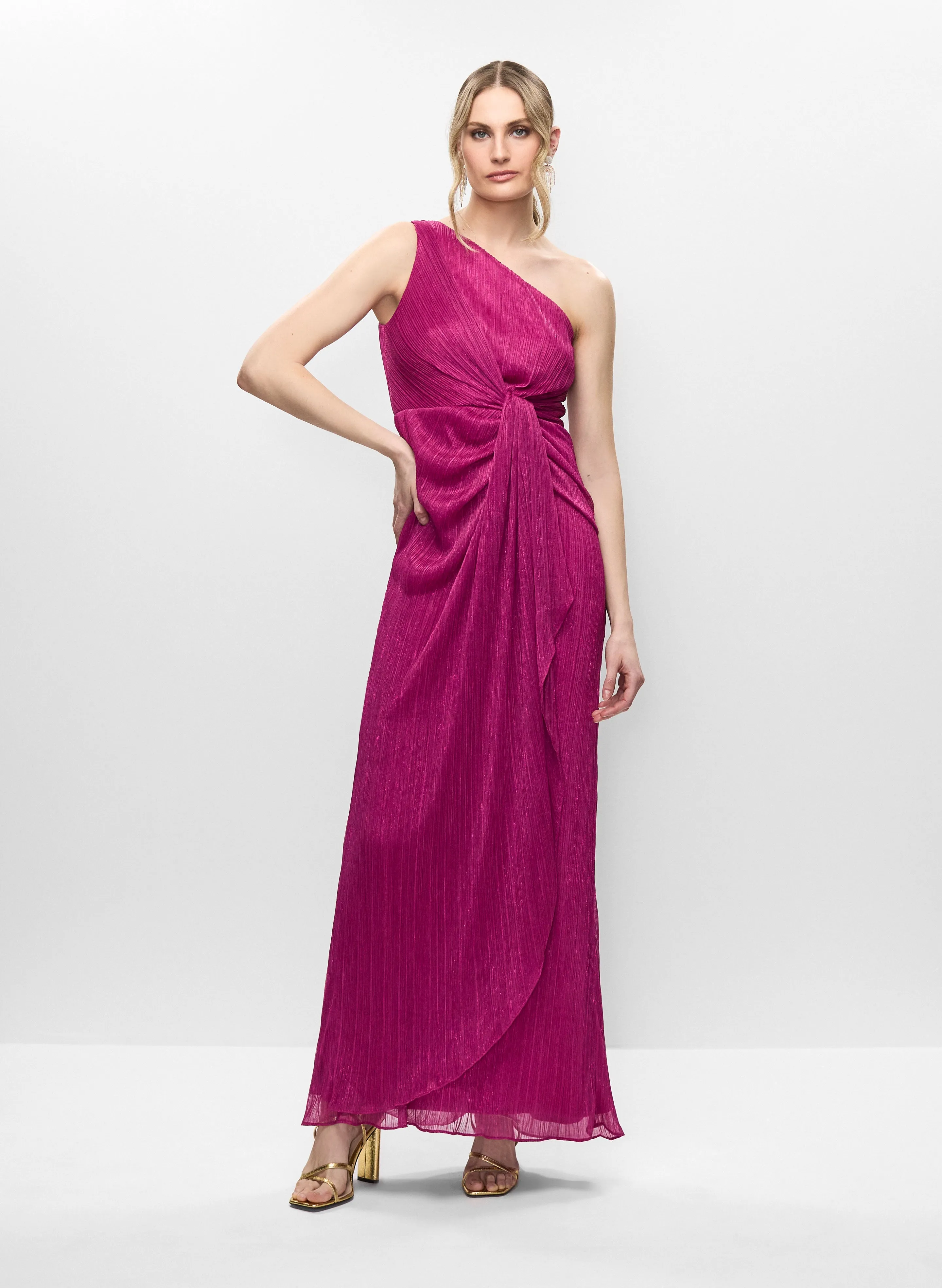 Adrianna Papell - Metallic One-Shoulder Gown sold by Melanie Lyne