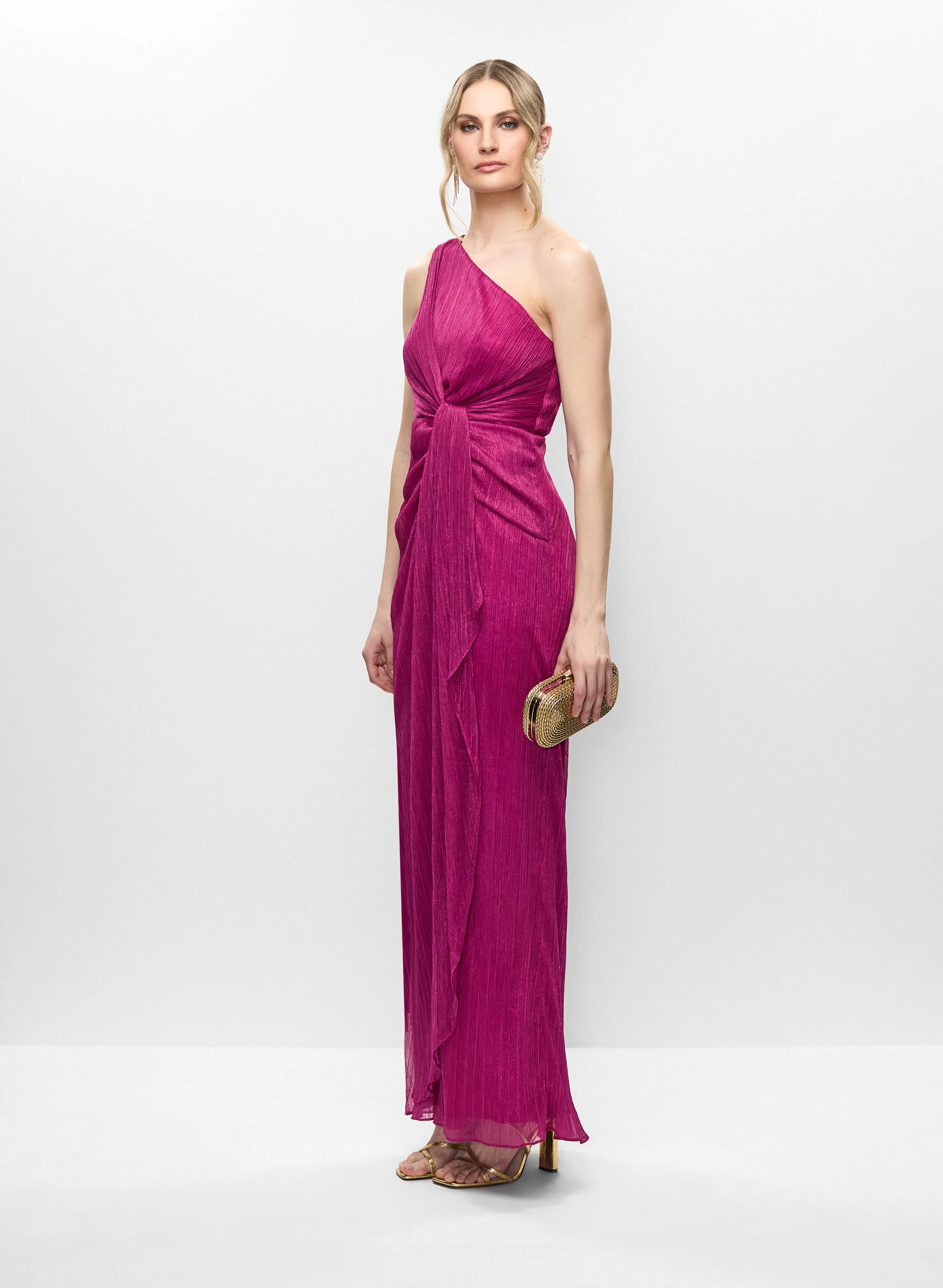 Adrianna Papell - Metallic One-Shoulder Gown sold by Melanie Lyne product image thumbnail 3