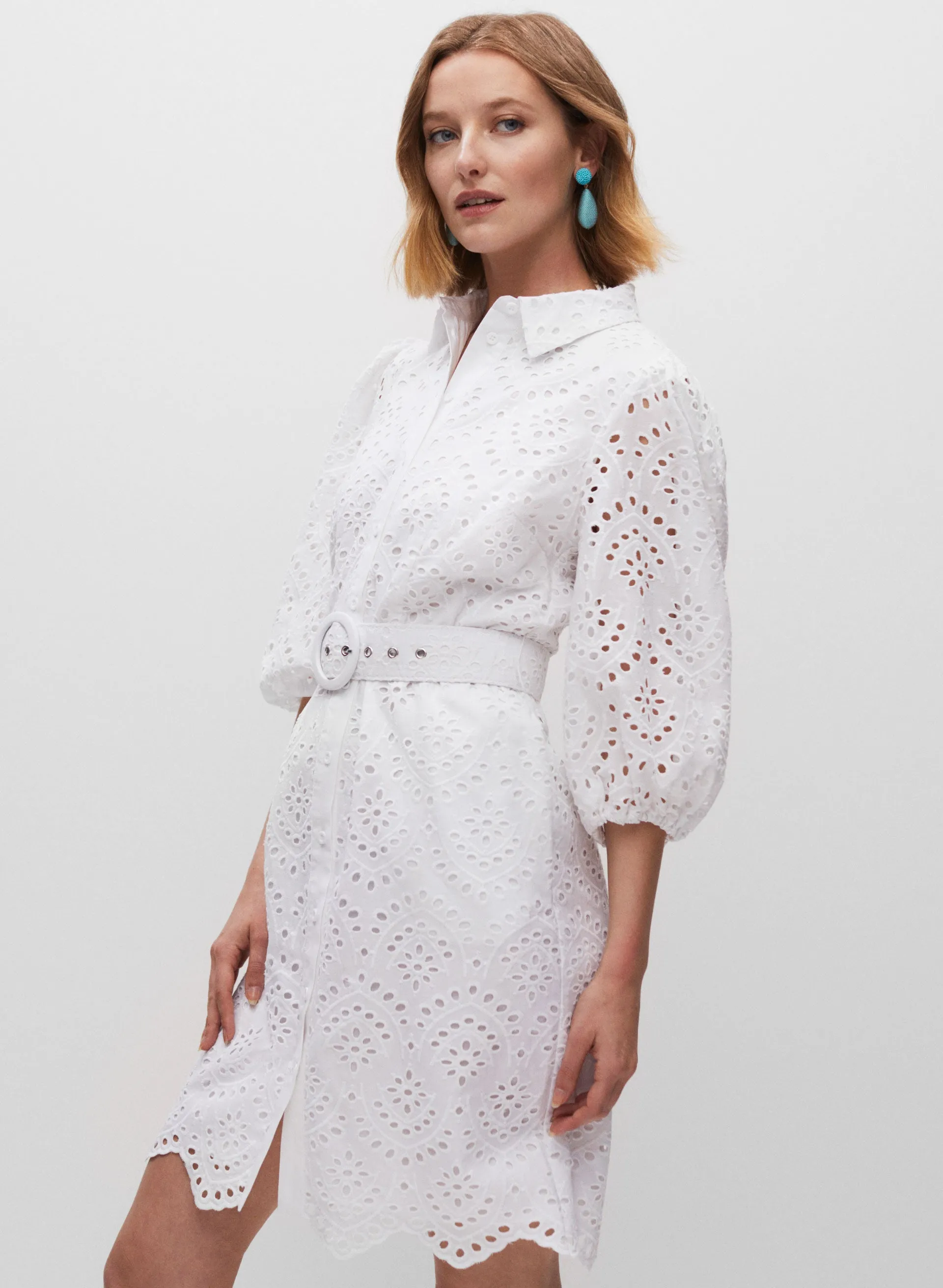Cotton Eyelet Detail Shirt Dress sold by Melanie Lyne product image thumbnail 2