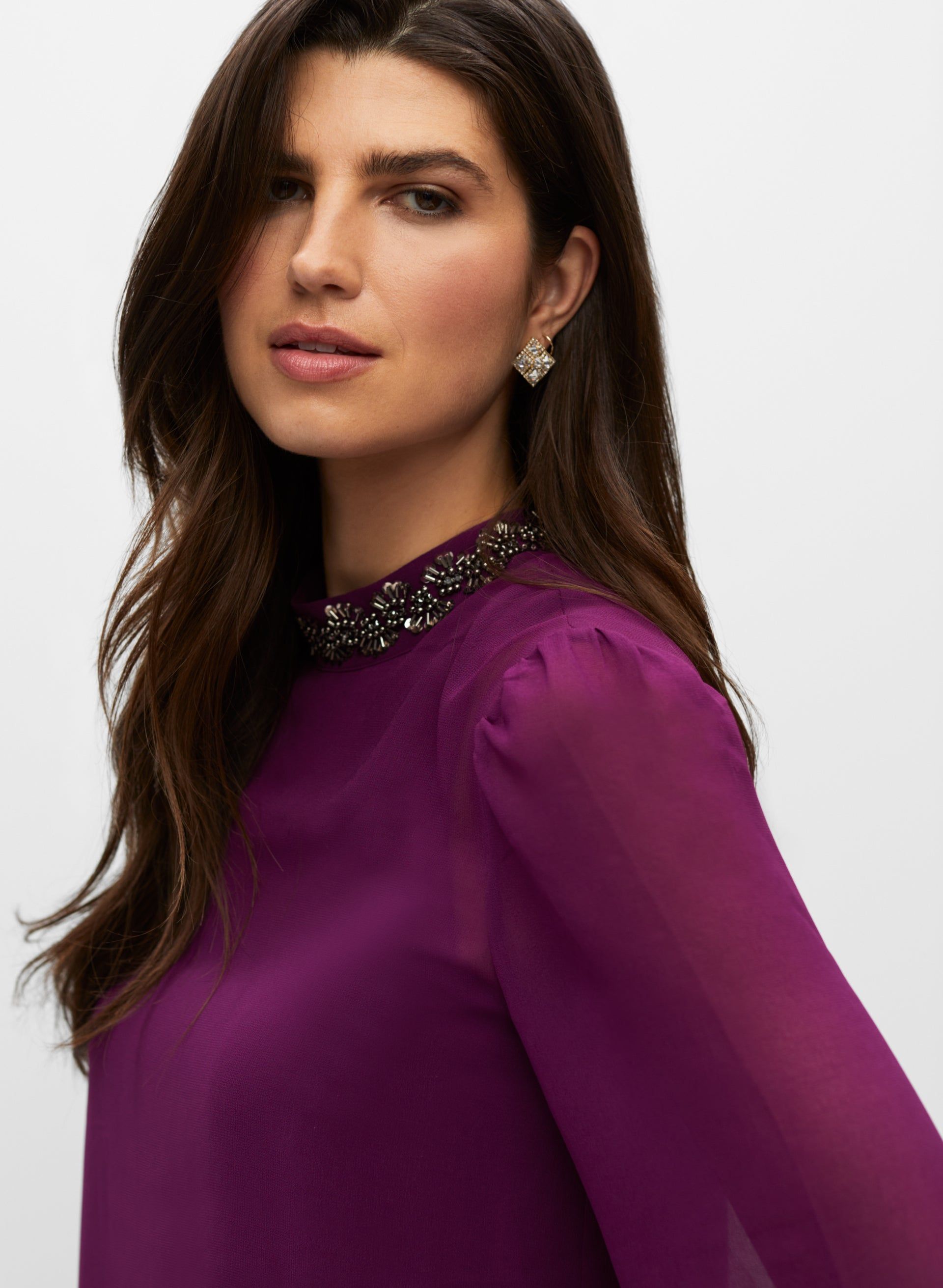 Jewel Trim Chiffon Blouse sold by Melanie Lyne product image thumbnail 2