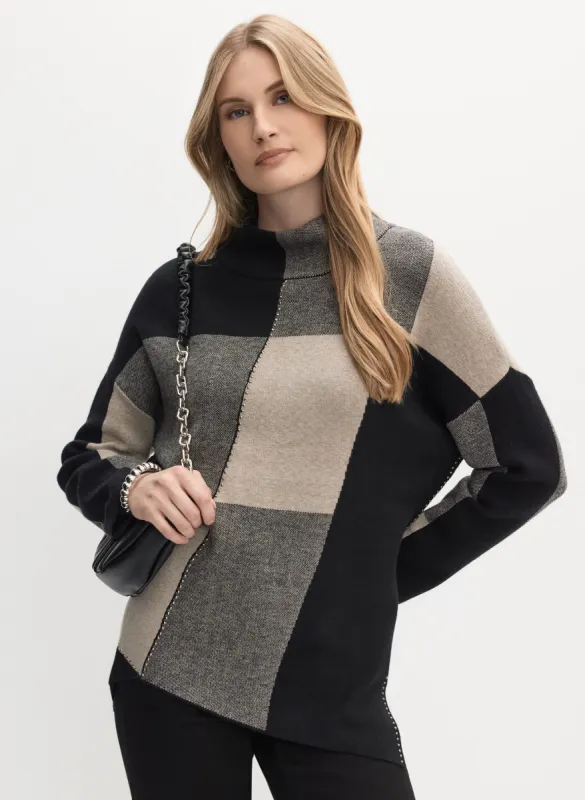 Joseph Ribkoff - Mock Neck Colour Block Sweater sold by Melanie Lyne