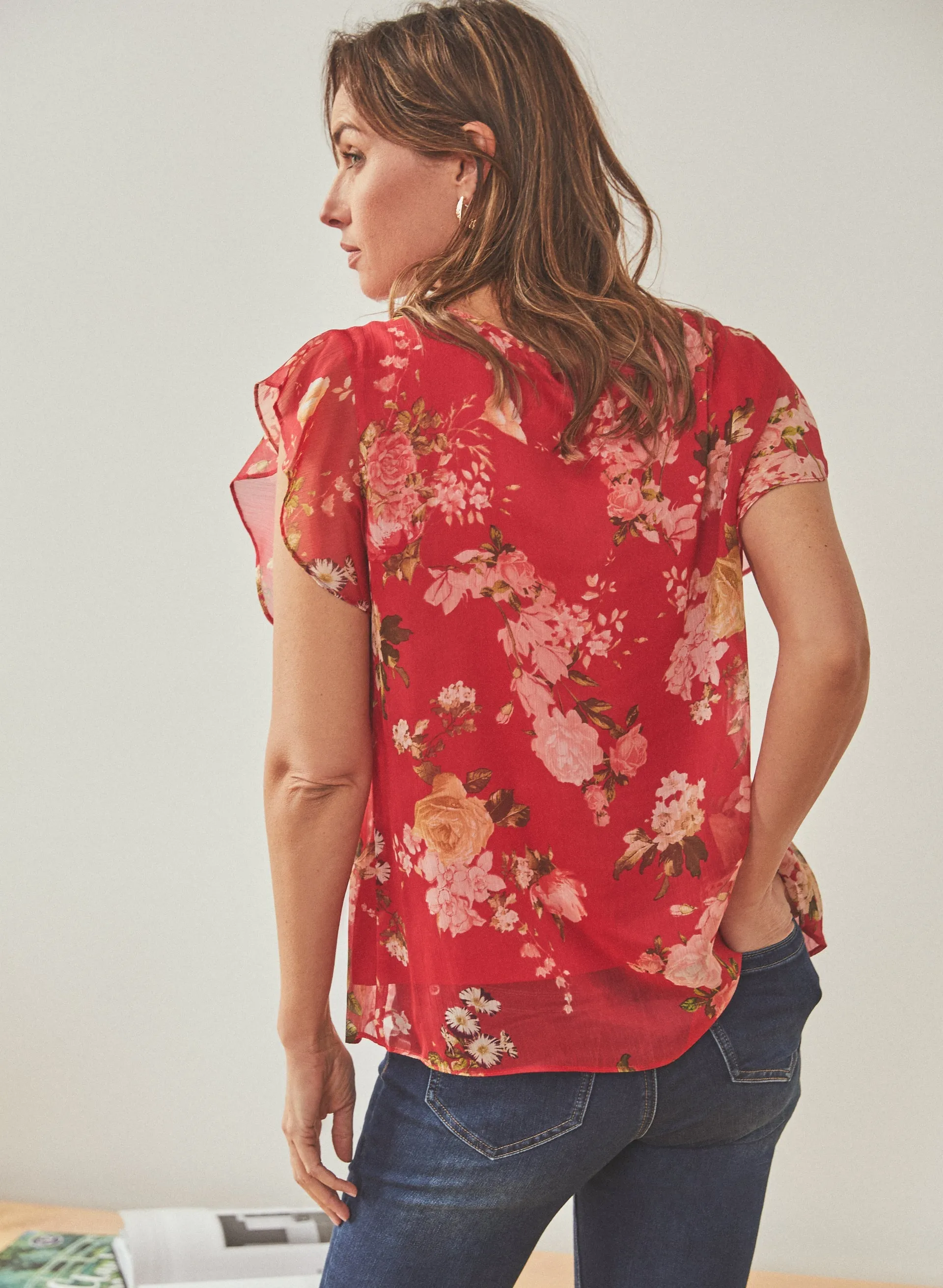 Vince Camuto - Floral Print Flutter Sleeve Blouse sold by Melanie Lyne product image thumbnail 2