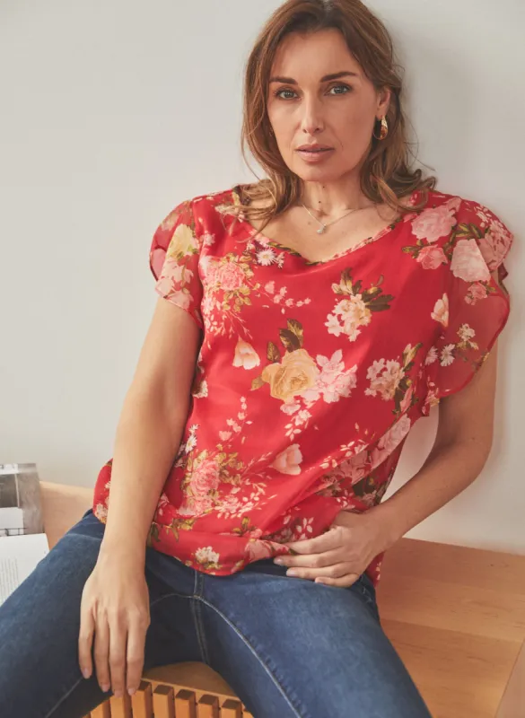 Vince Camuto - Floral Print Flutter Sleeve Blouse sold by Melanie Lyne