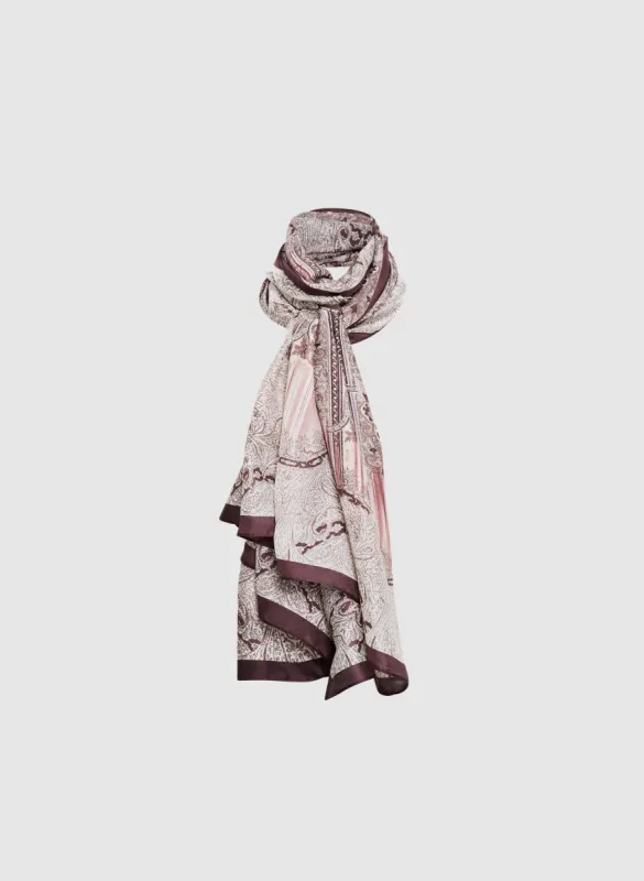 Contrasting Trim Paisley Print Scarf sold by Melanie Lyne