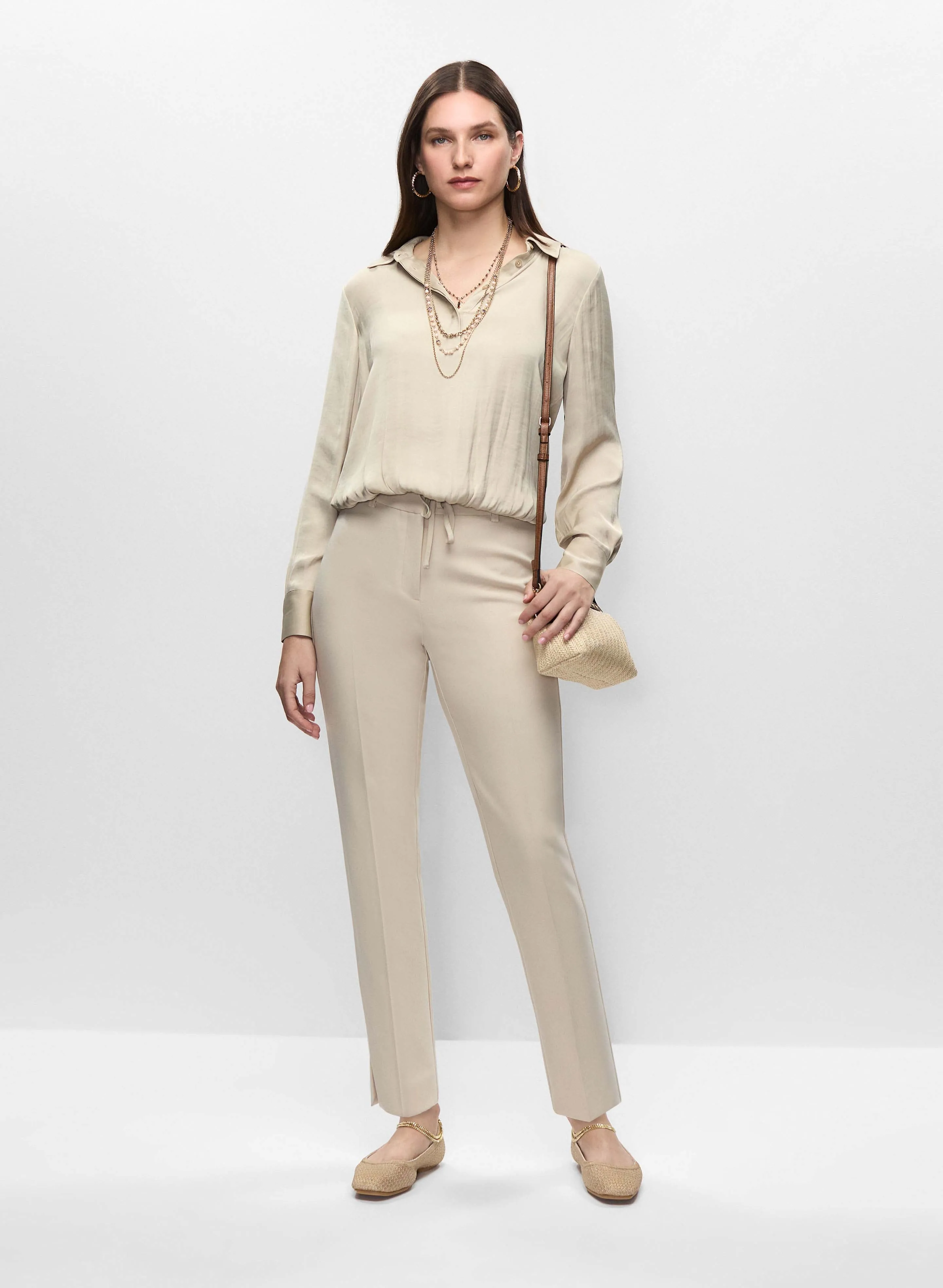 Tie Hem Satin Blouse & Slim Leg Pants sold by Melanie Lyne