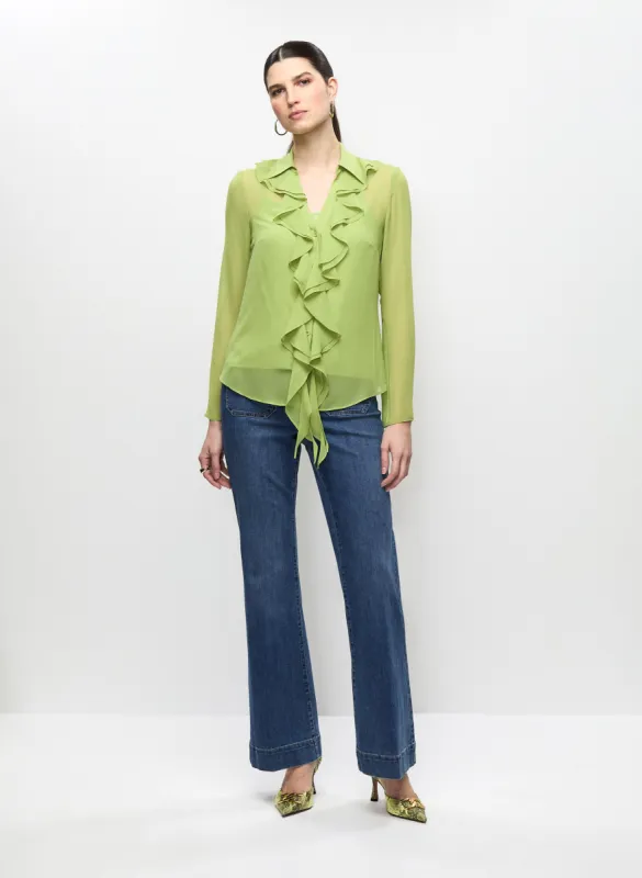 Ruffled Chiffon Shirt & Flare Leg Jeans sold by Melanie Lyne