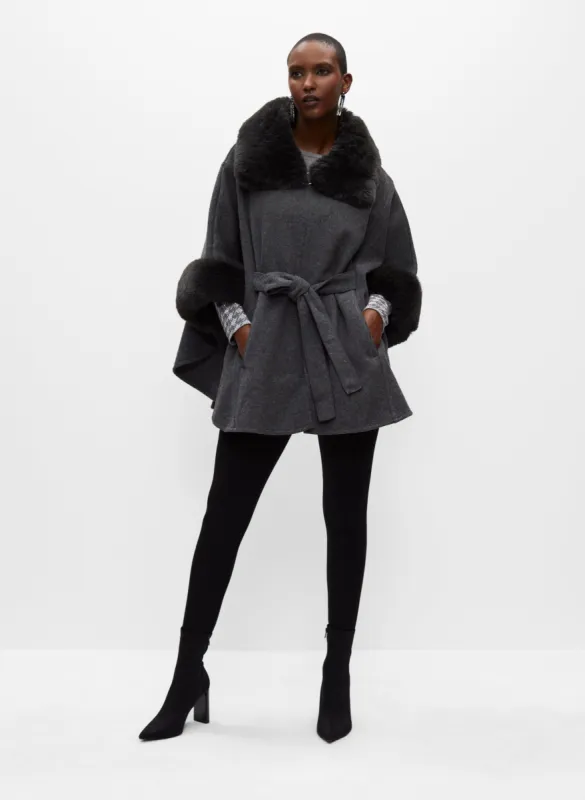 Belted Faux Fur Poncho sold by Melanie Lyne