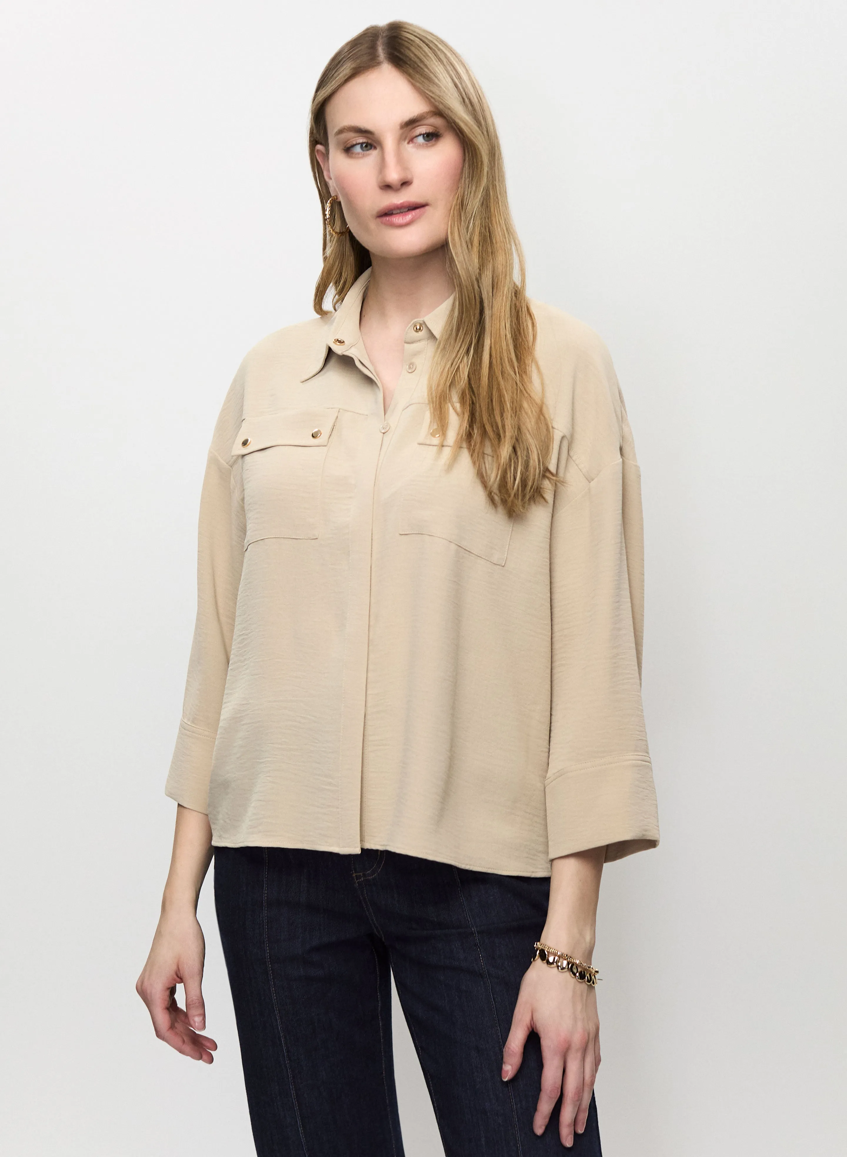 3/4 Sleeves Crinkle Shirt sold by Melanie Lyne product image thumbnail 5