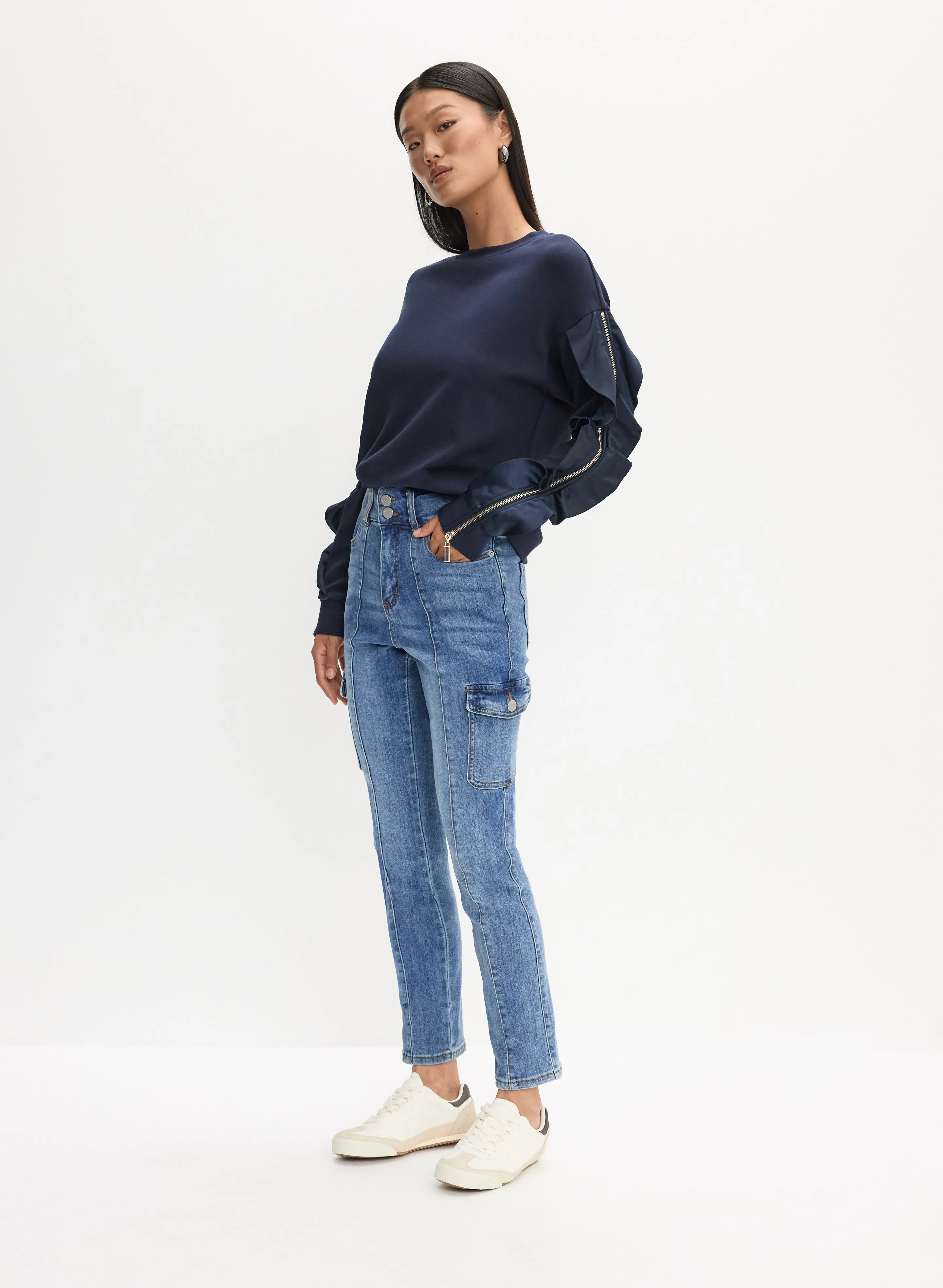 Ruffle Sleeve Sweater & Cargo Jeans sold by Melanie Lyne