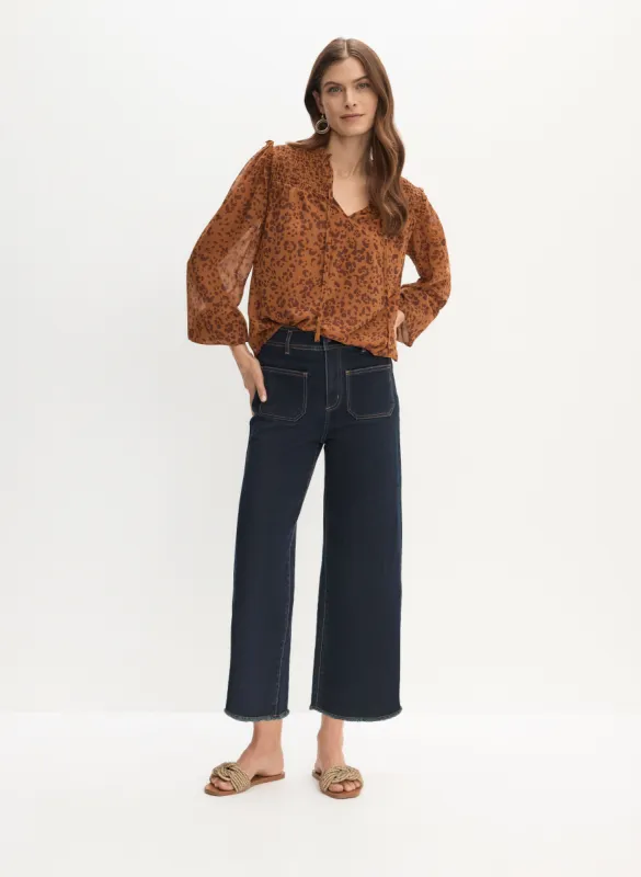 Leopard Print Blouse & Wide Leg Culotte Jeans sold by Melanie Lyne