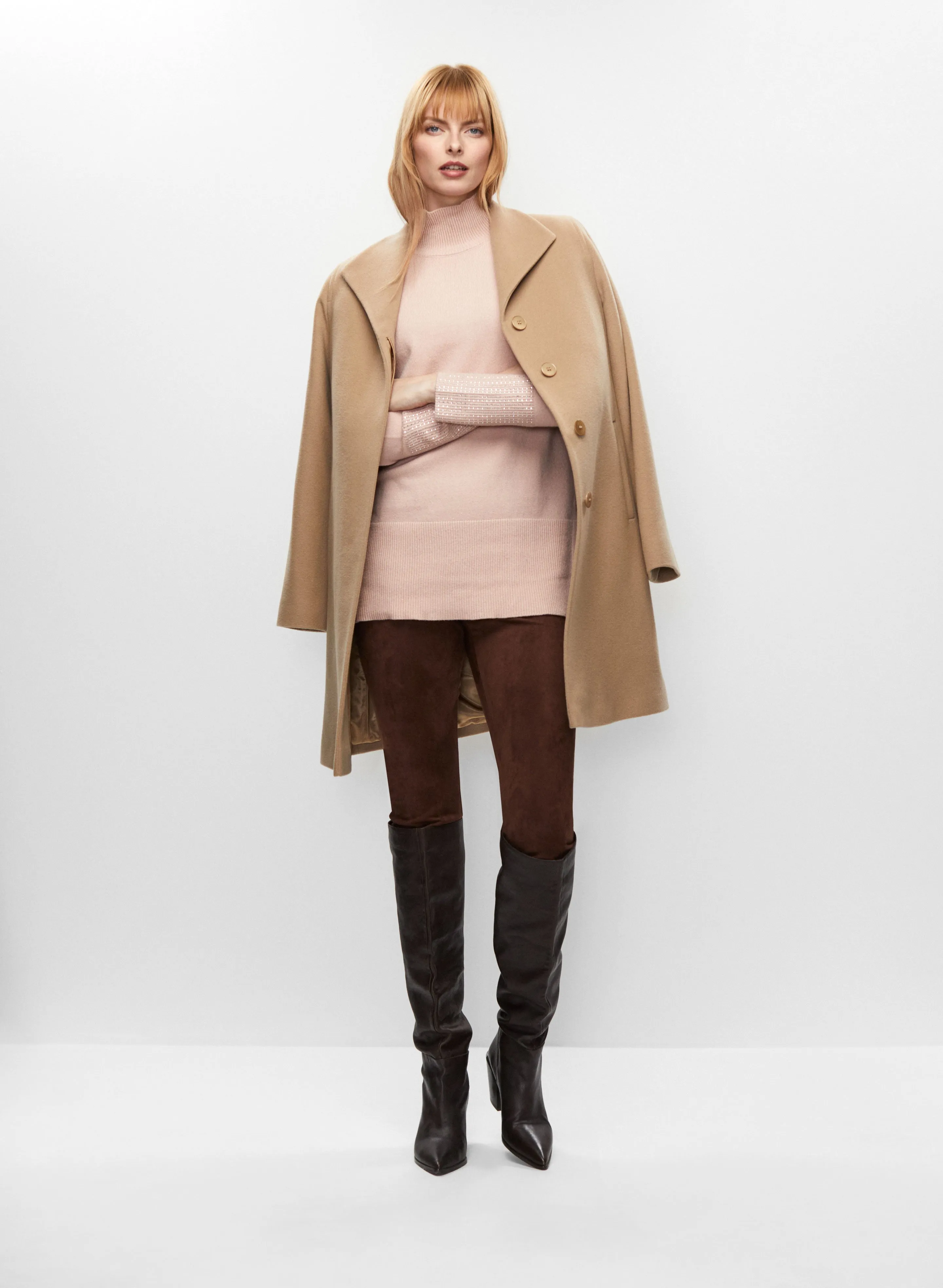 Wool-Blend Coat & Faux Suede Leggings sold by Melanie Lyne