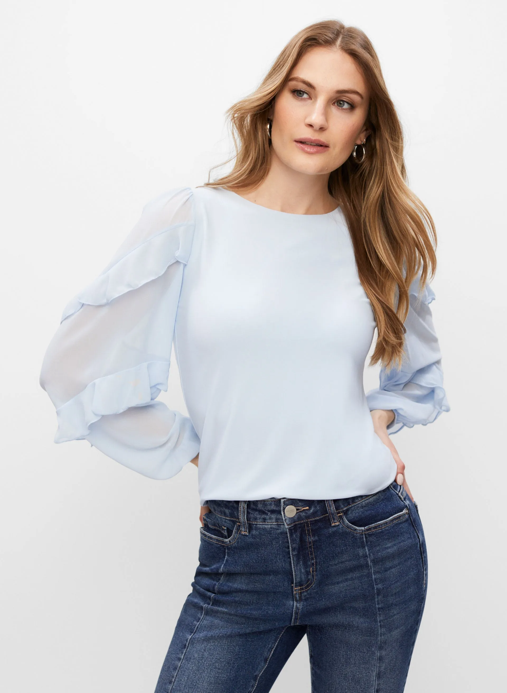 Ruffle Puff Sleeve Top sold by Melanie Lyne
