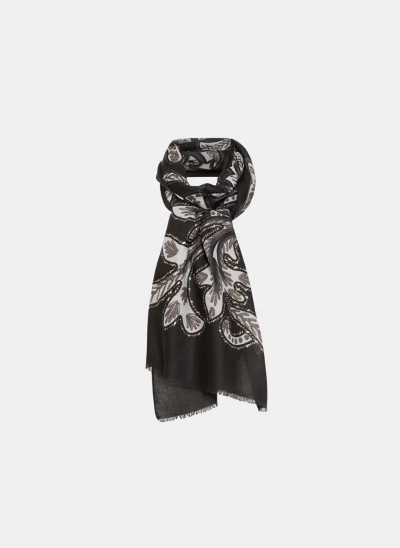 Leaf Print Jacquard Scarf sold by Melanie Lyne