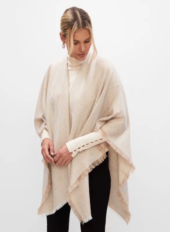 Herringbone Motif Fringed Shawl sold by Melanie Lyne
