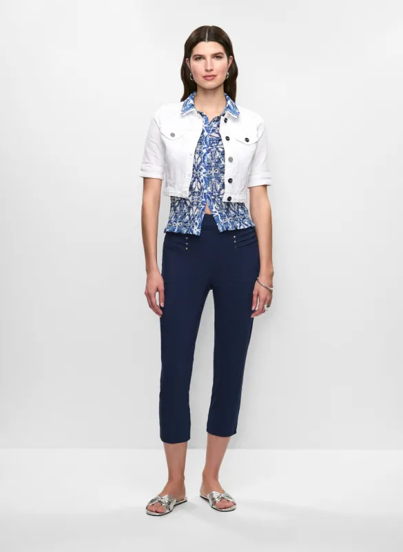 Cropped Denim Jacket & Pull-On Slit-Hem Capris sold by Melanie Lyne