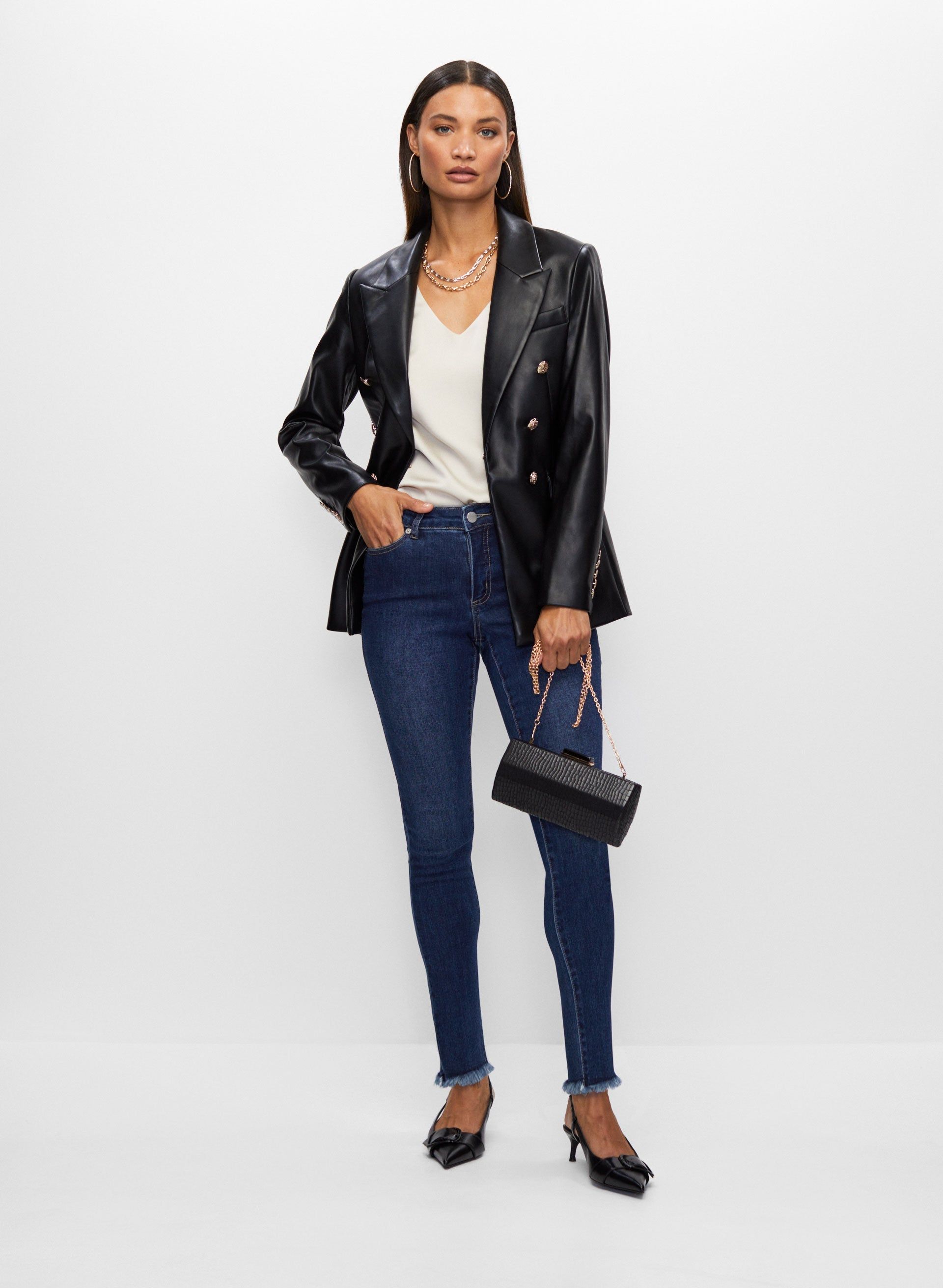 Vegan Leather Button Detail Jacket sold by Melanie Lyne product image thumbnail 4