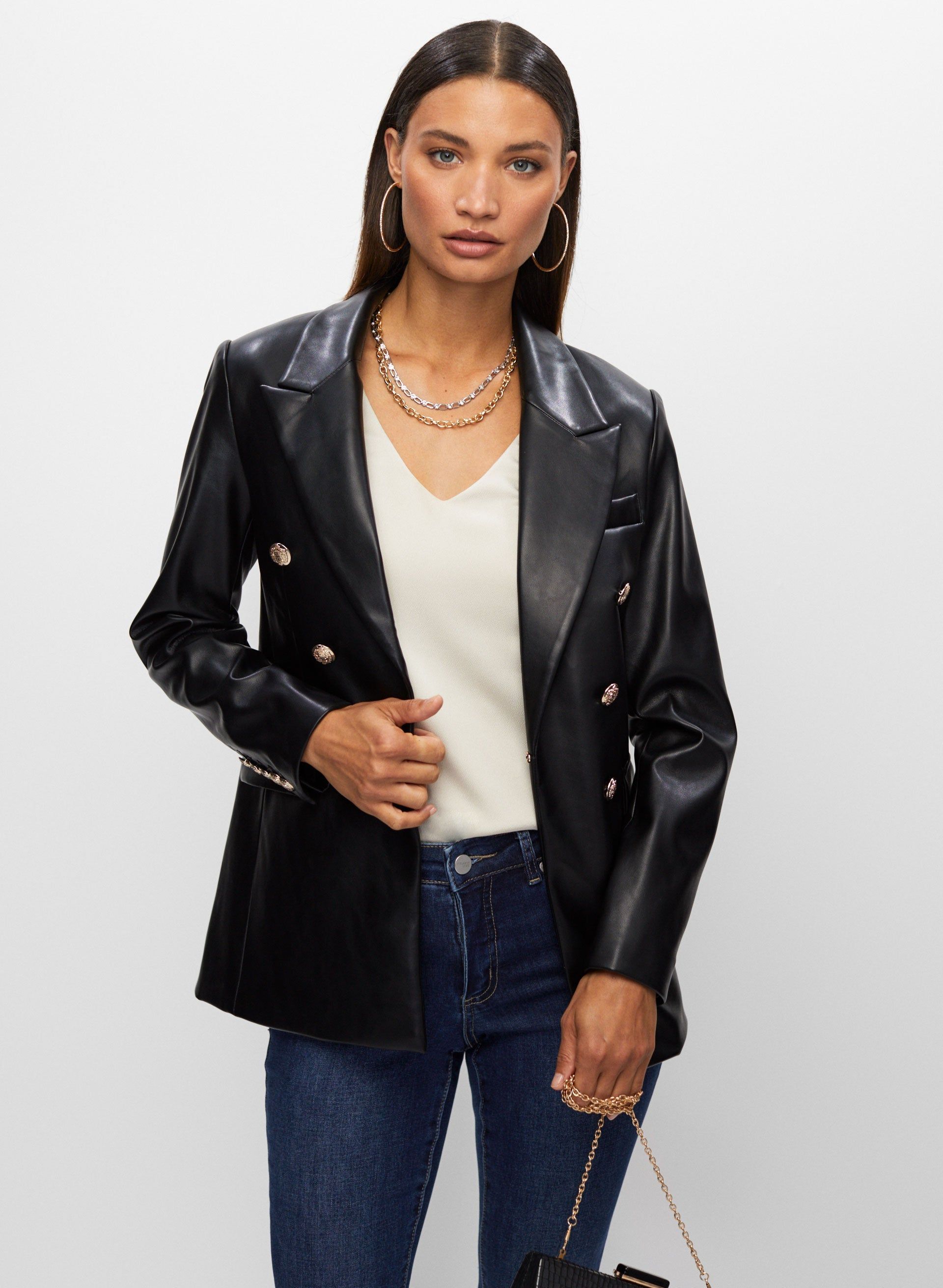 Vegan Leather Button Detail Jacket sold by Melanie Lyne product image thumbnail 5
