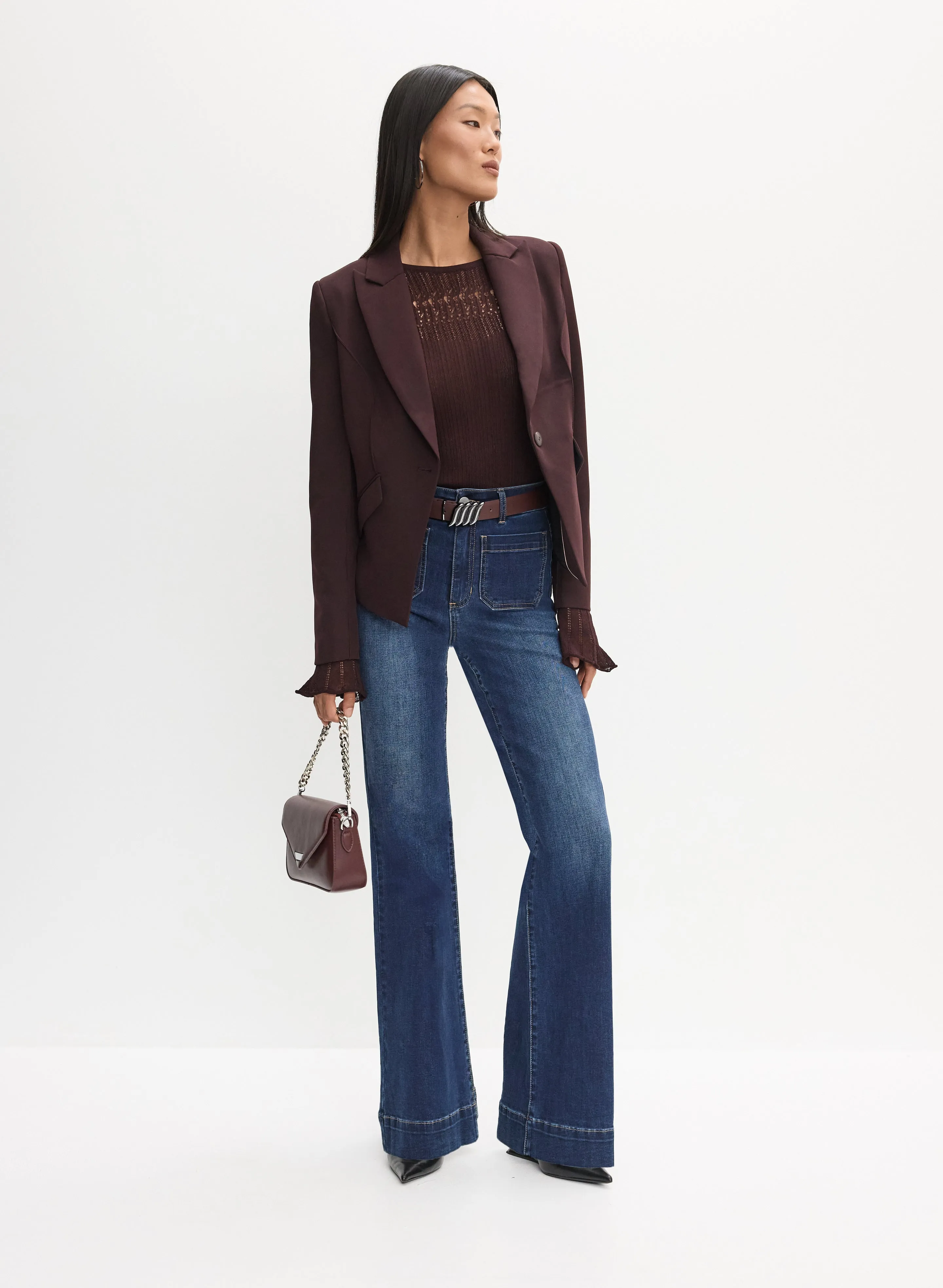 Single Button Jacket & Flare Leg Jeans sold by Melanie Lyne