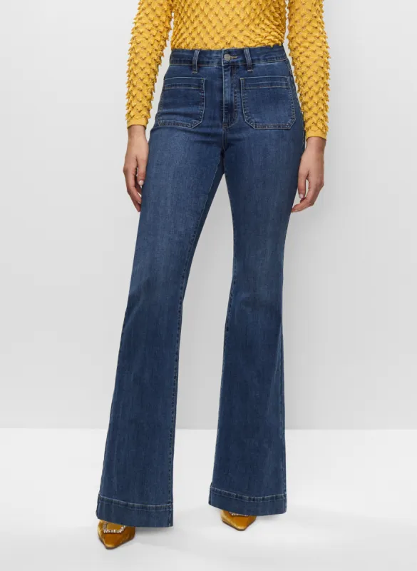 Patch Pocket Flare Leg Jeans sold by Melanie Lyne