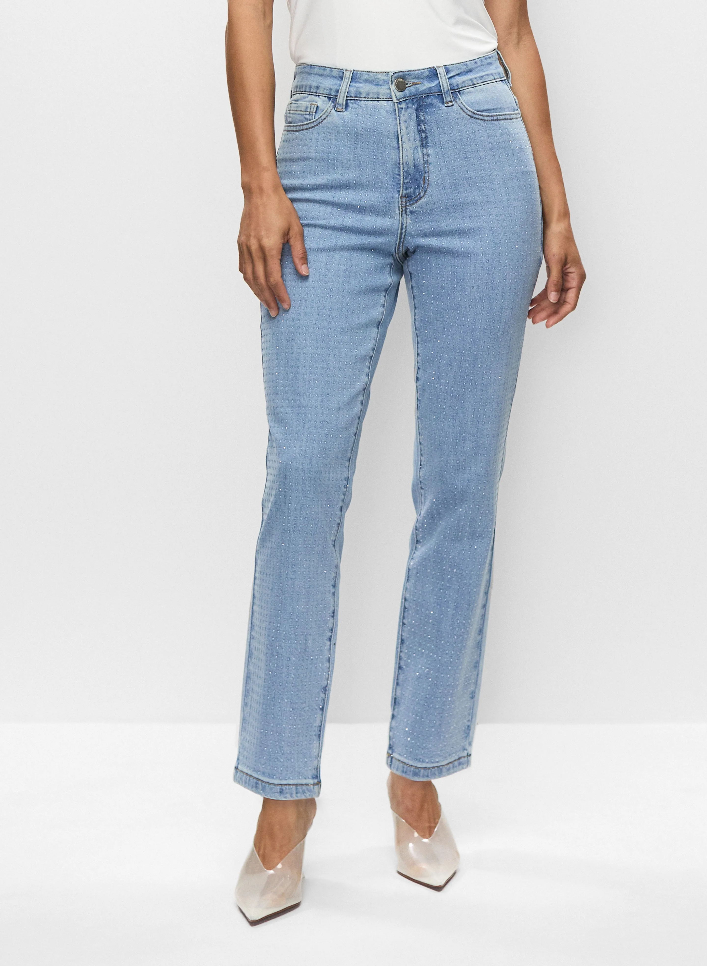 Rhinestone Detail Straight Leg Jeans sold by Melanie Lyne