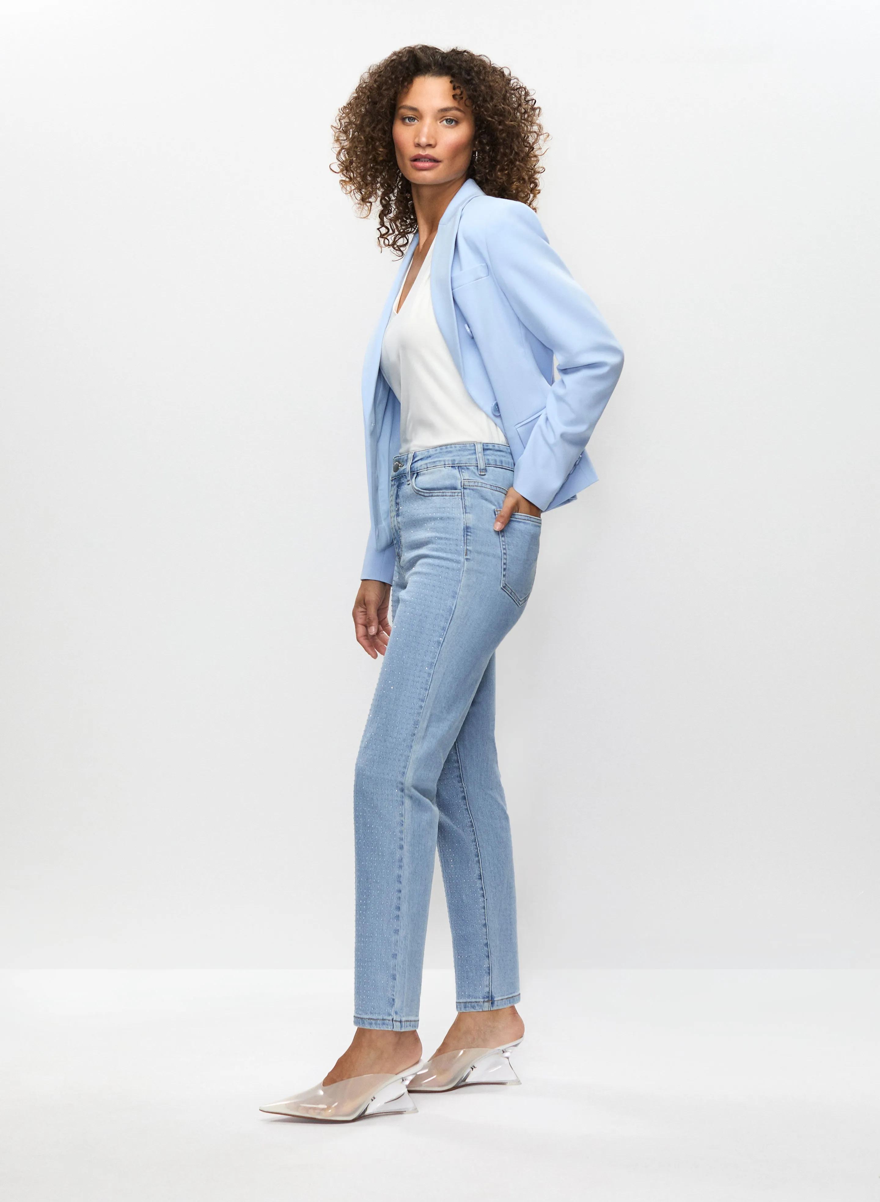 Rhinestone Detail Straight Leg Jeans sold by Melanie Lyne product image thumbnail 5