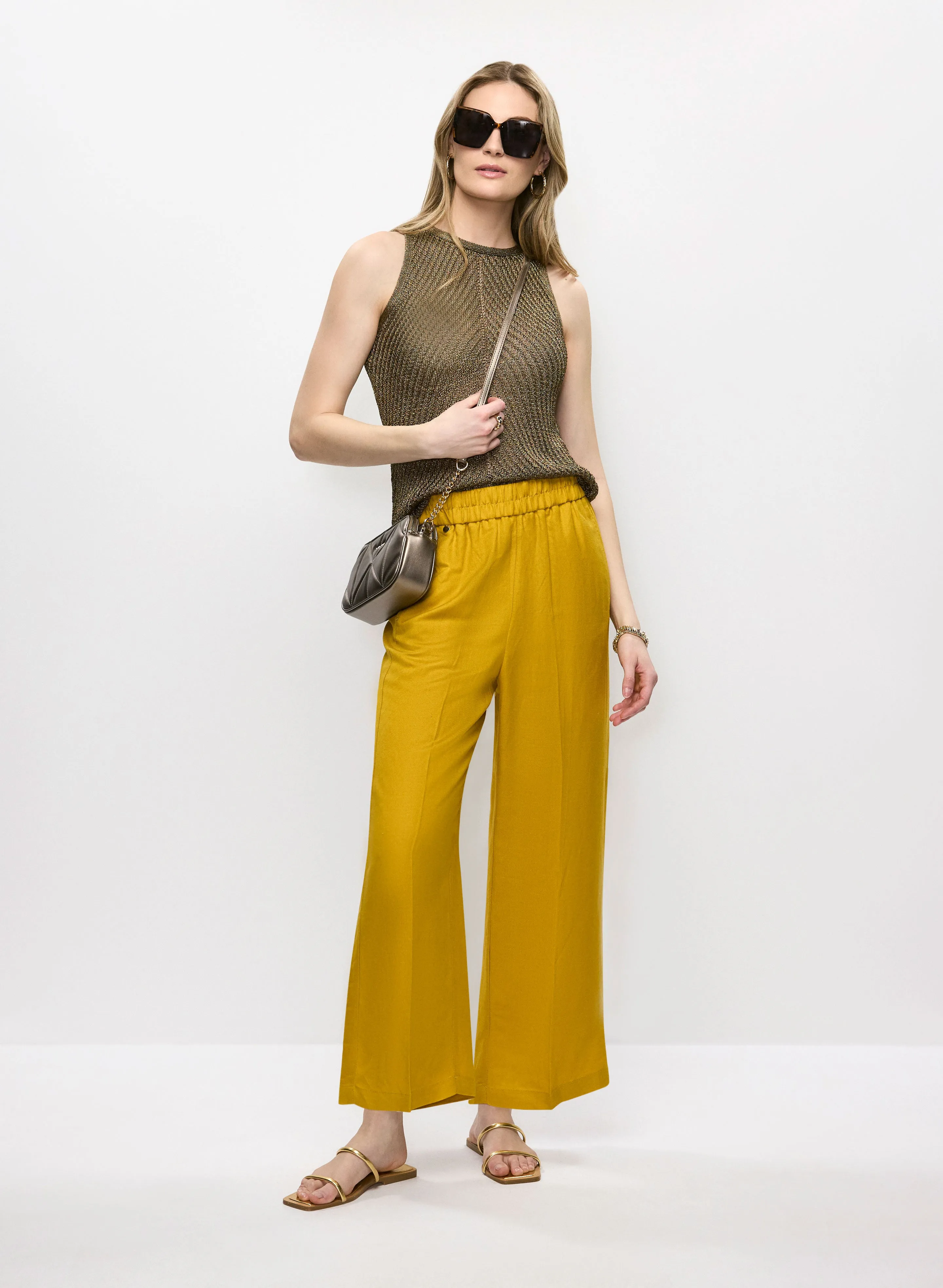 Pointelle Knit Cami & Linen Culotte Pants sold by Melanie Lyne