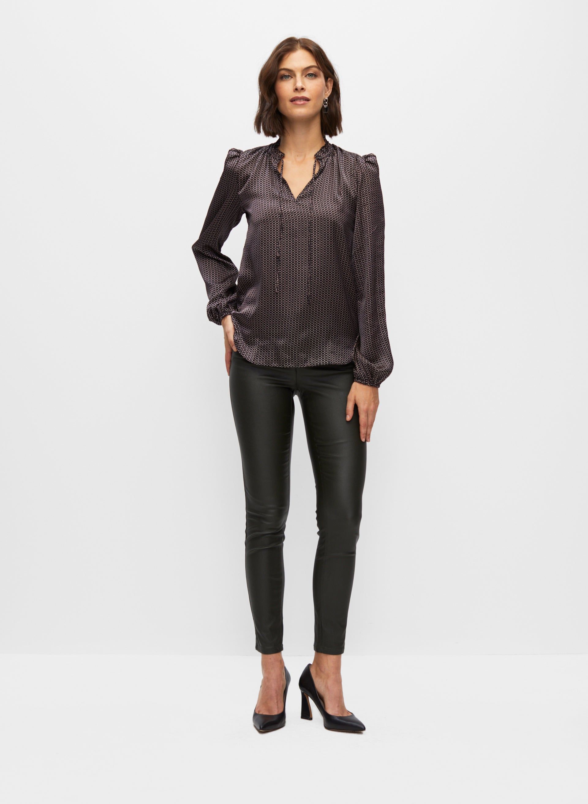 Geometric Print Satin Blouse sold by Melanie Lyne product image thumbnail 3